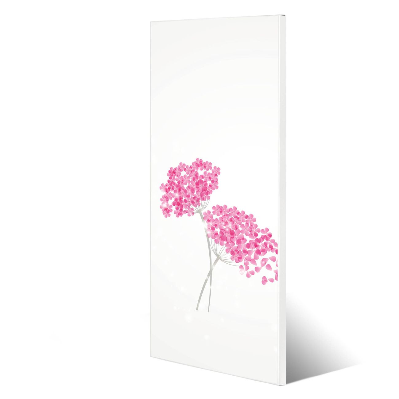 banjado Metall Magnetwand 30x75cm weiß pulverbeschichtet, Magnettafel mit Motiv Holunder Pink, rahmenlose & hochwertige Aufhängung, Wandbild Organizer