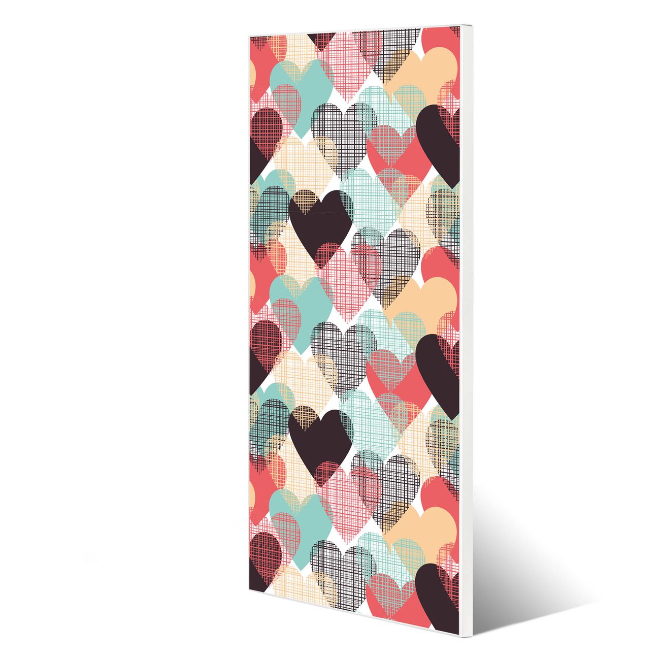 banjado Metall Magnetwand 30x75cm weiß pulverbeschichtet, Magnettafel mit Motiv Unter Herzen, rahmenlose & hochwertige Aufhängung, Wandbild Organizer