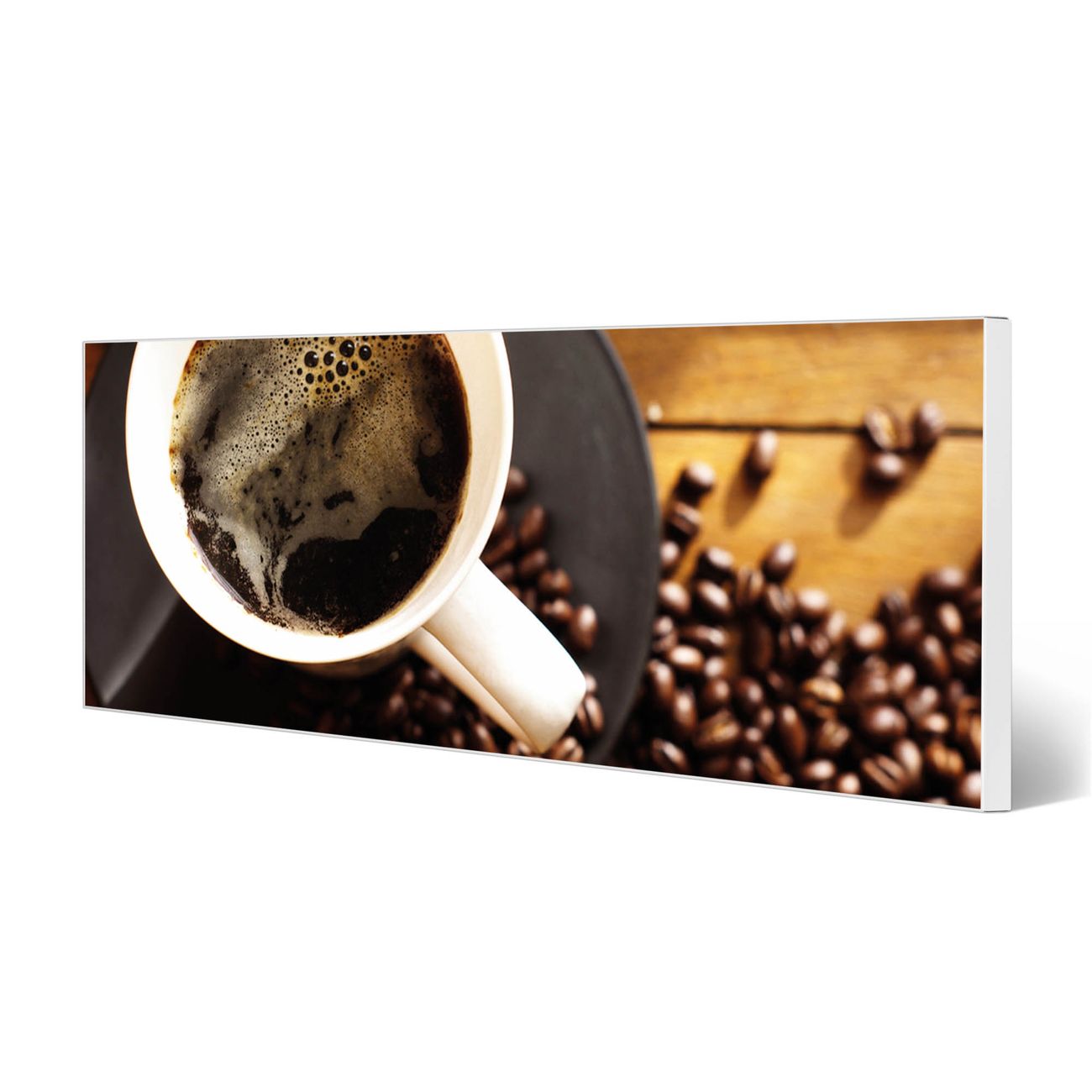 banjado Magnetwand weiß 75x30cm Wandtafel Memoboard mit Motiv Kaffee&Schokolade, Pinwand pulverbeschichtet, magnetischer Organizer hochwertige Aufhängung