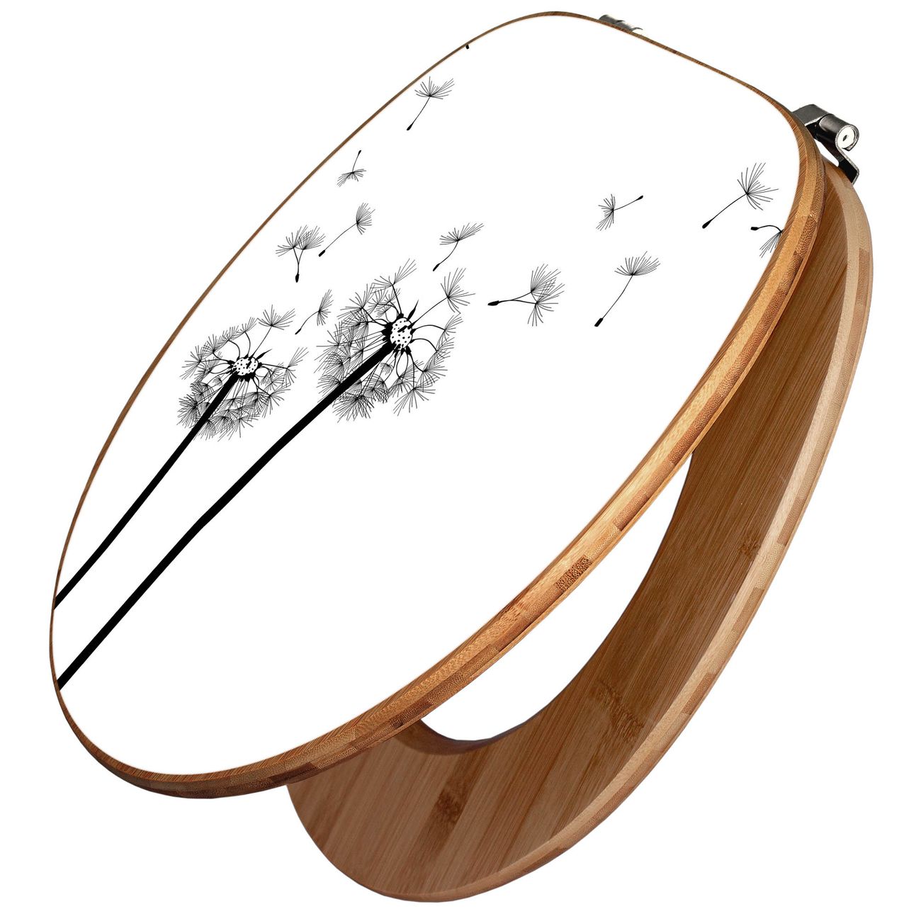 banjado WC Sitz aus Bambus Holz, Design Toilettendeckel, Toilettensitz mit Motiv Pusteblume 2, hochwertiger Klodeckel für alle gängigen Toiletten