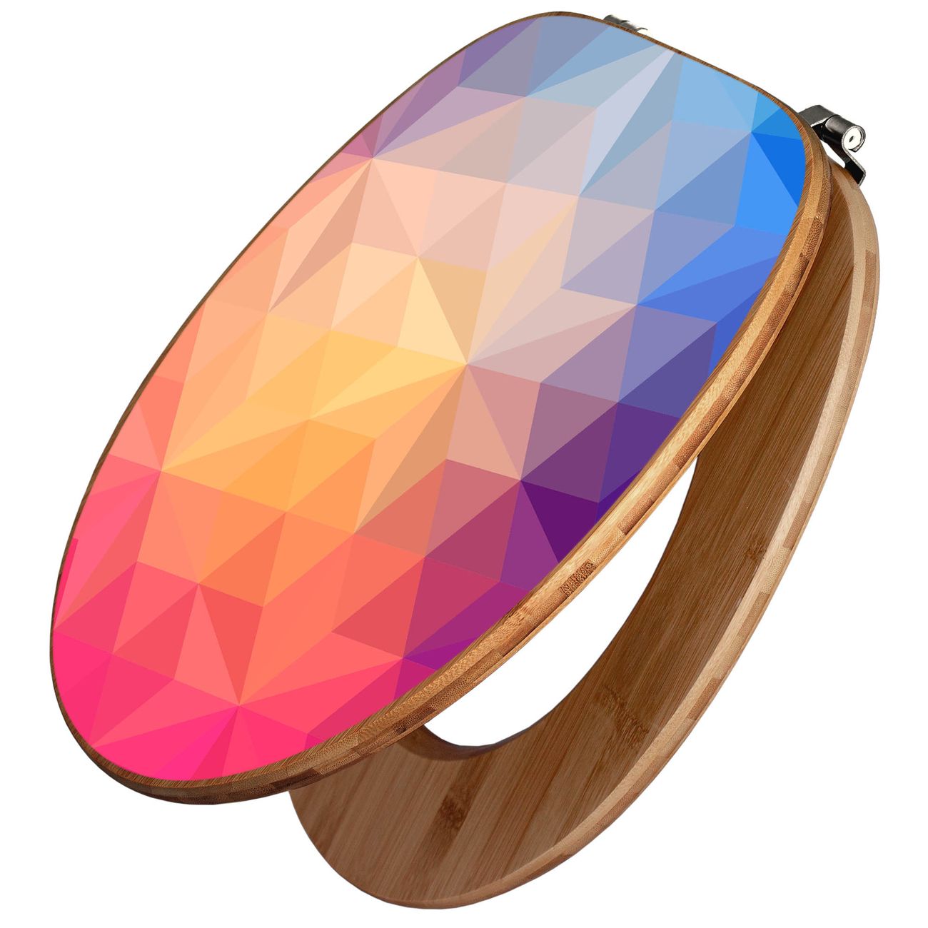 banjado WC Sitz aus Bambus Holz, Design Toilettendeckel, Toilettensitz mit Motiv Kristall bunt, hochwertiger Klodeckel für alle gängigen Toiletten