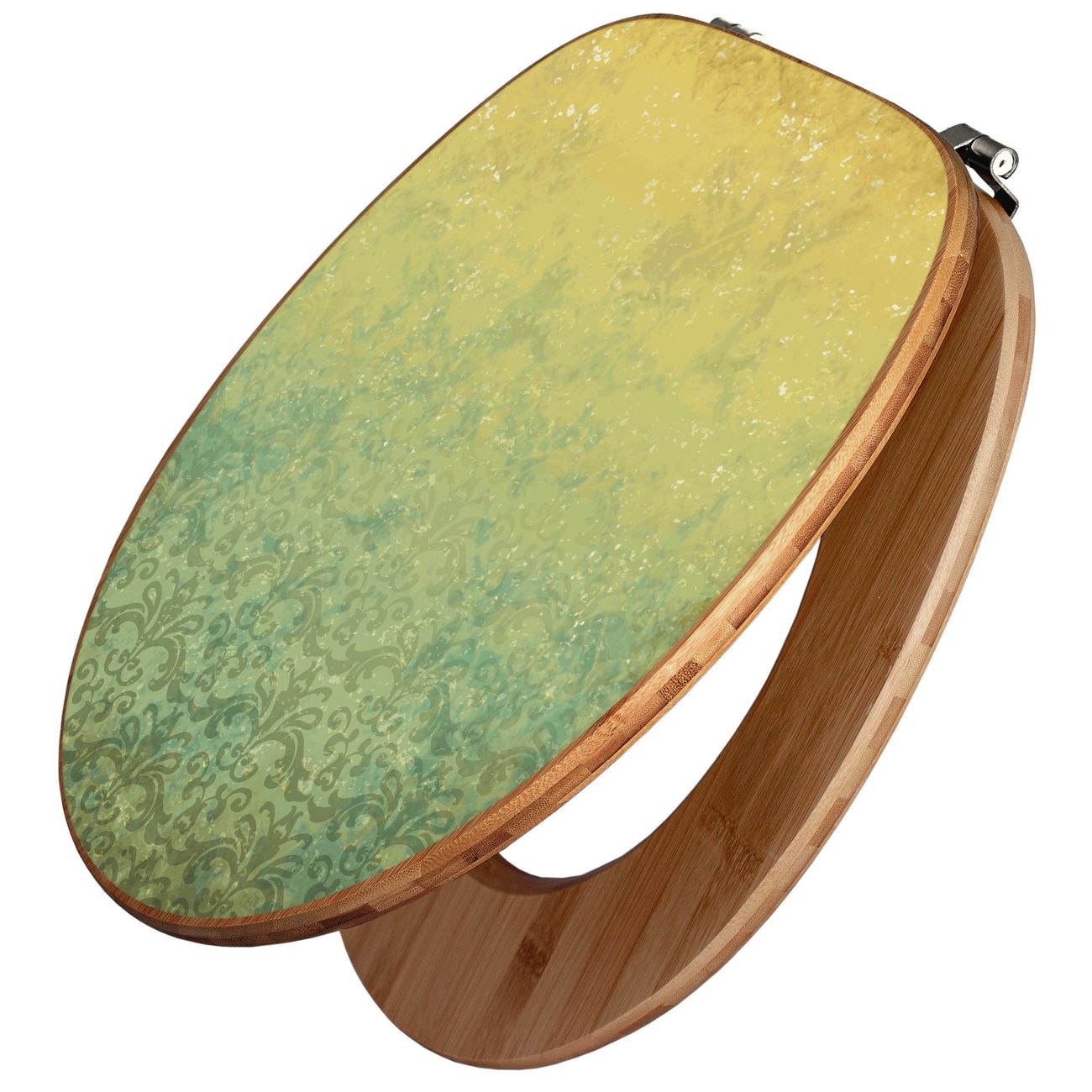 banjado WC Sitz aus Bambus Holz, Design Toilettendeckel, Toilettensitz mit Motiv Messing alt, hochwertiger Klodeckel für alle gängigen Toiletten