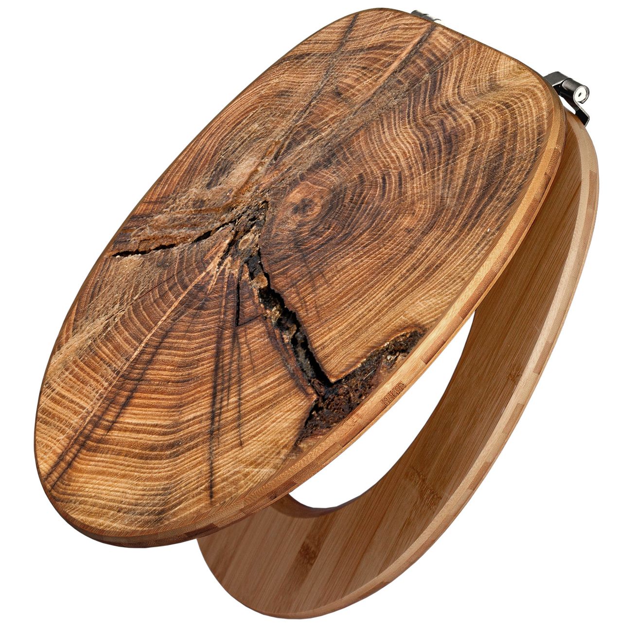 banjado WC Sitz aus Bambus Holz, Design Toilettendeckel, Toilettensitz mit Motiv Jahresringe, hochwertiger Klodeckel für alle gängigen Toiletten