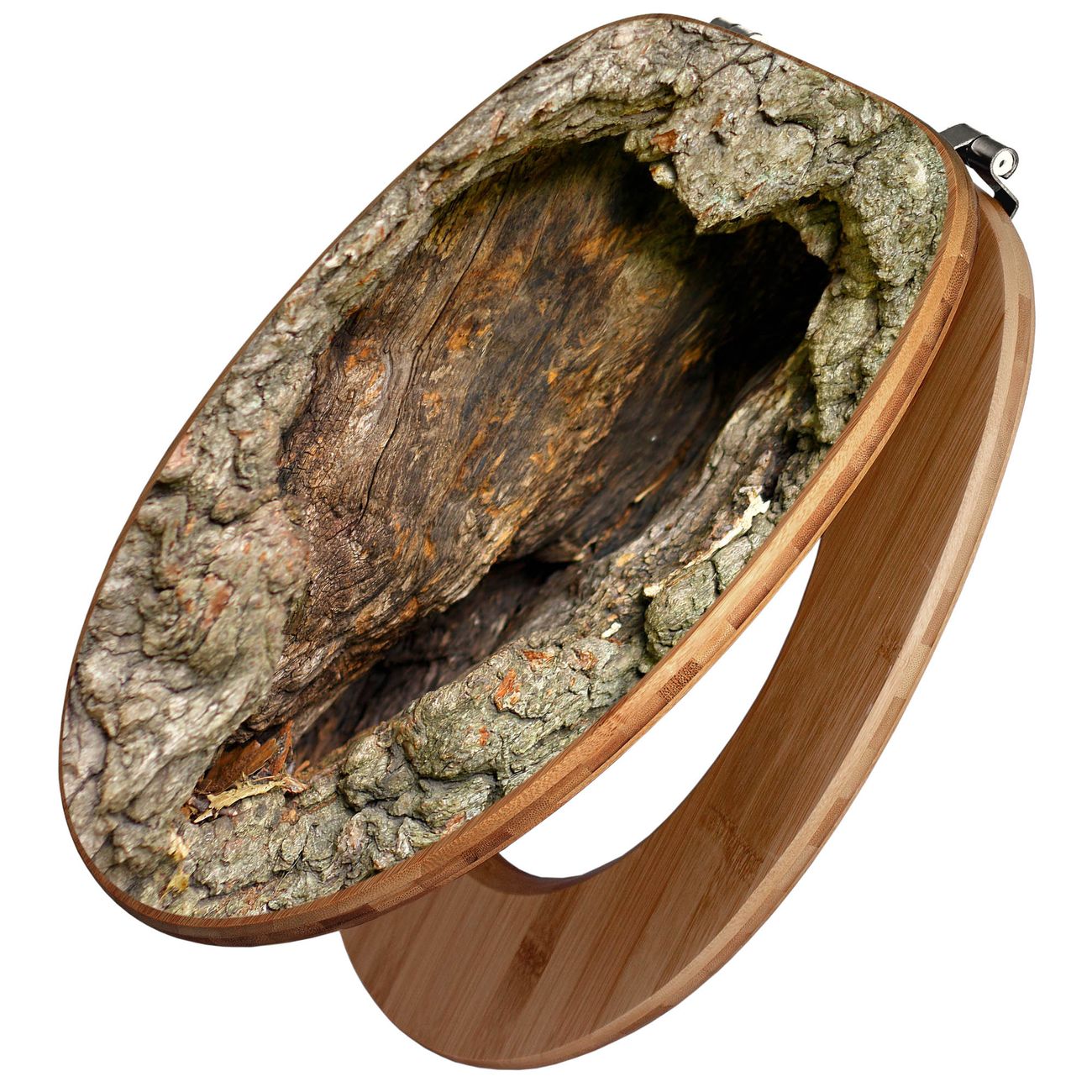 banjado WC Sitz aus Bambus Holz, Design Toilettendeckel, Toilettensitz mit Motiv Altes Herz, hochwertiger Klodeckel für alle gängigen Toiletten