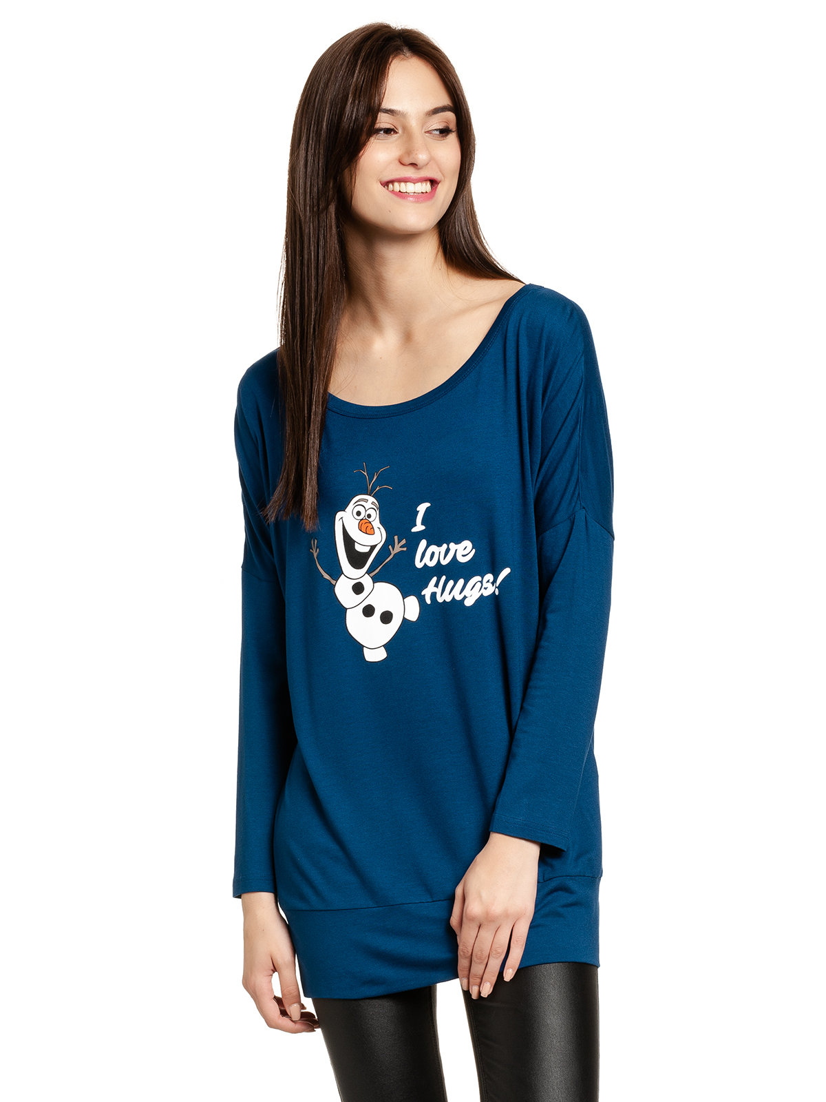 Frozen - Die Eiskönigin I Love Hugs Olaf Damen Langarmshirt blau