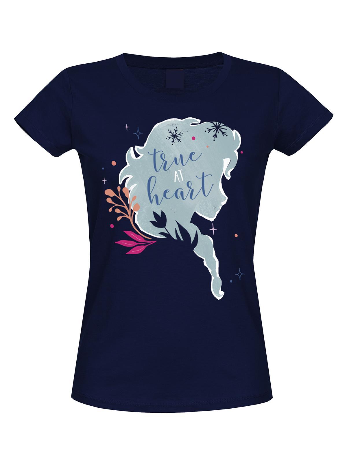 Frozen - Die Eiskönigin True At Heart Damen T-Shirt dunkelblau