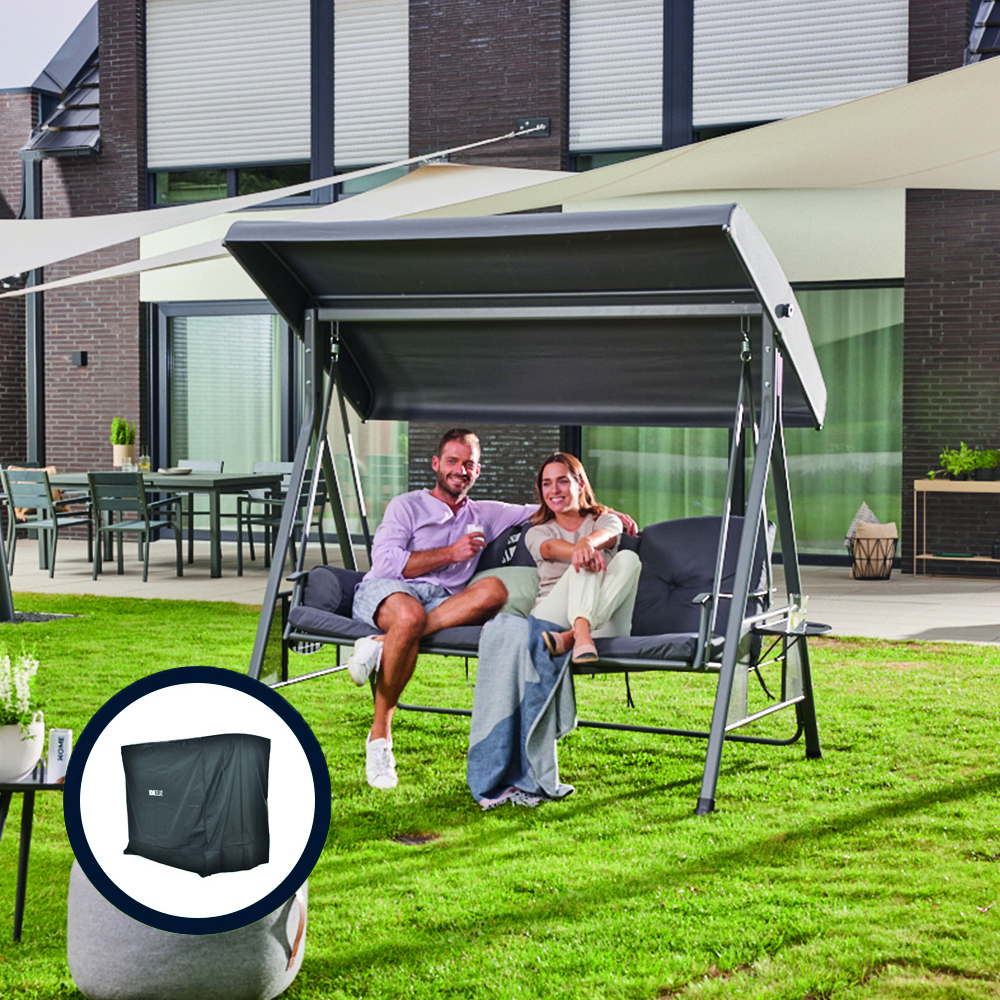 Home Deluxe Hollywoodschaukel DESCANSO - Grau mit Abdeckung