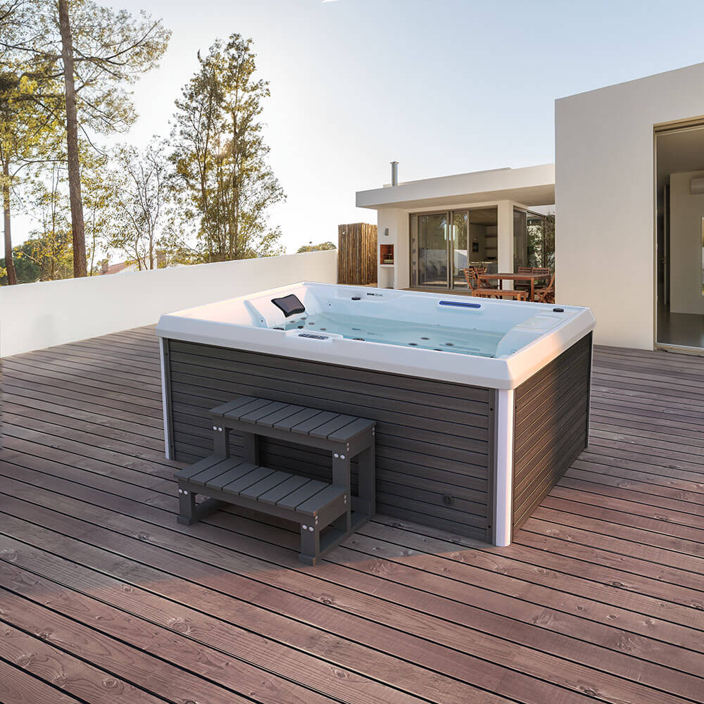 Home Deluxe Outdoor Whirlpool STREAM - Mit Treppe und Thermoabdeckung