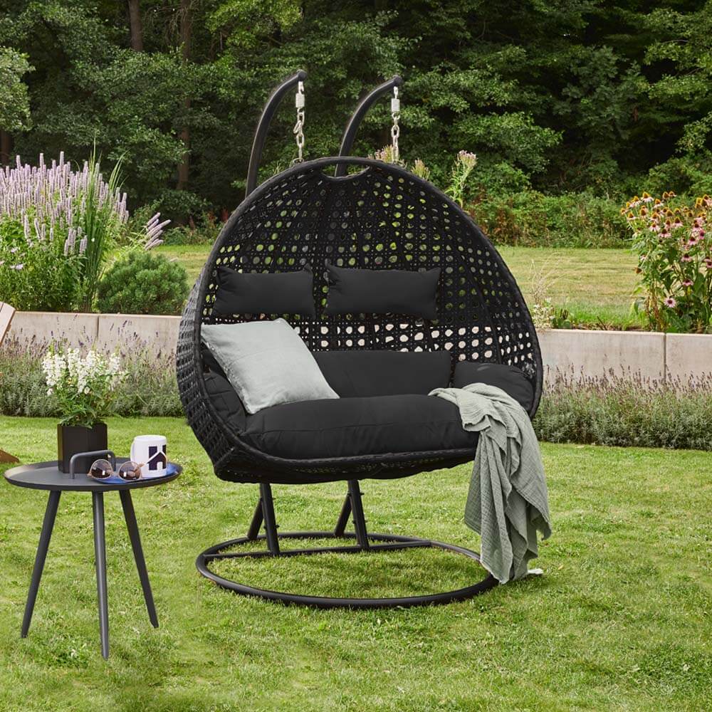 Home Deluxe Polyrattan Hängesessel TWIN - Schwarz