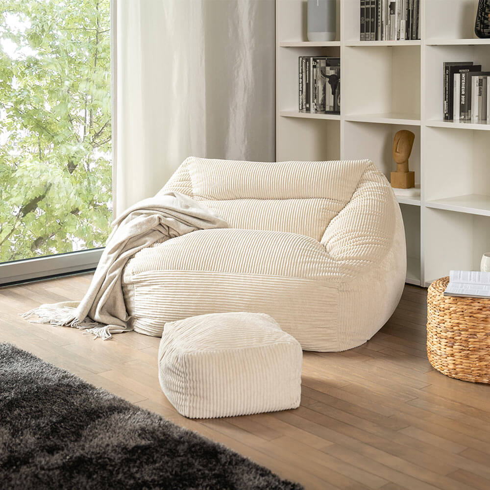 Home Deluxe Sitzsack mit Hocker COZY – Beige
