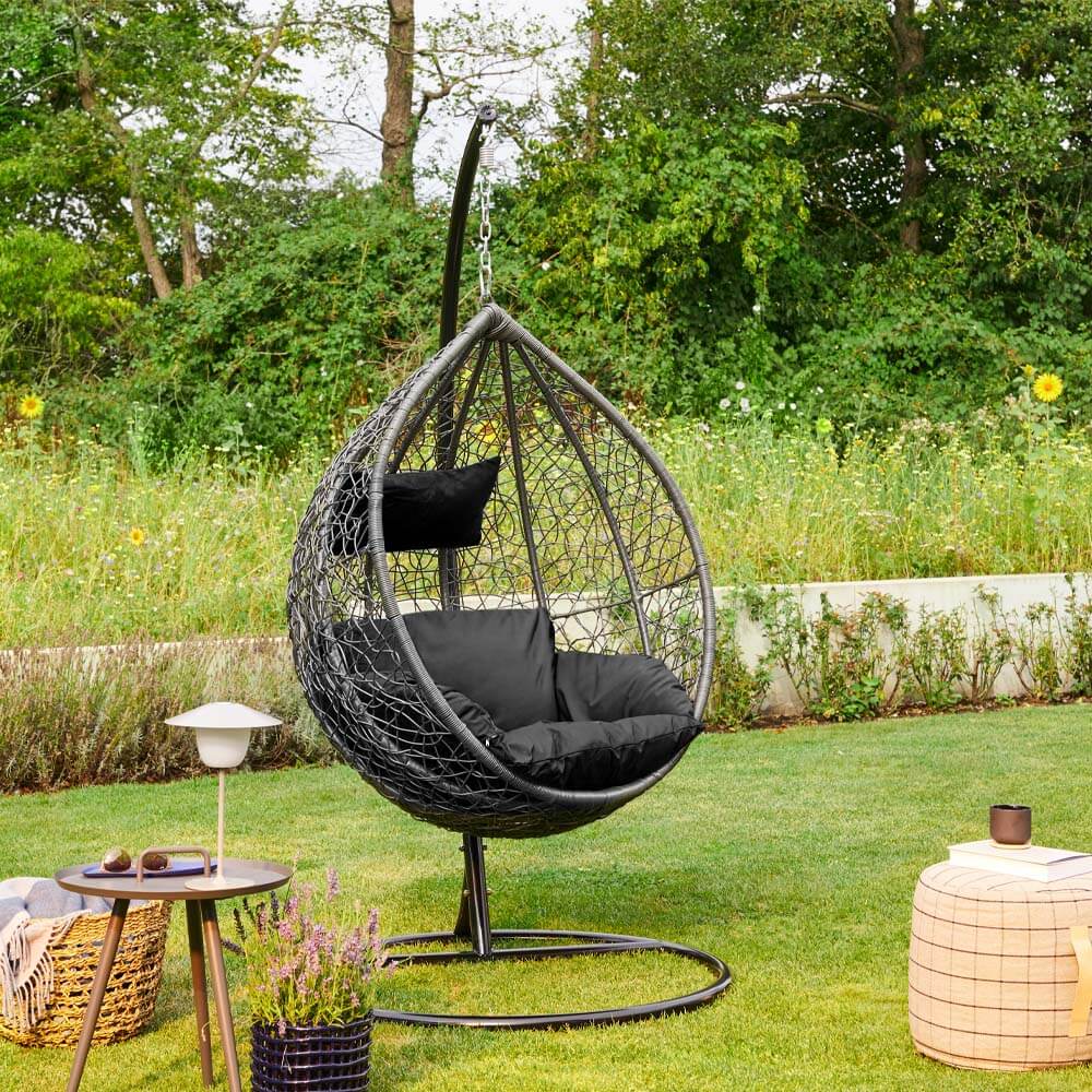 Home Deluxe Polyrattan Hängesessel CIELO - Schwarz