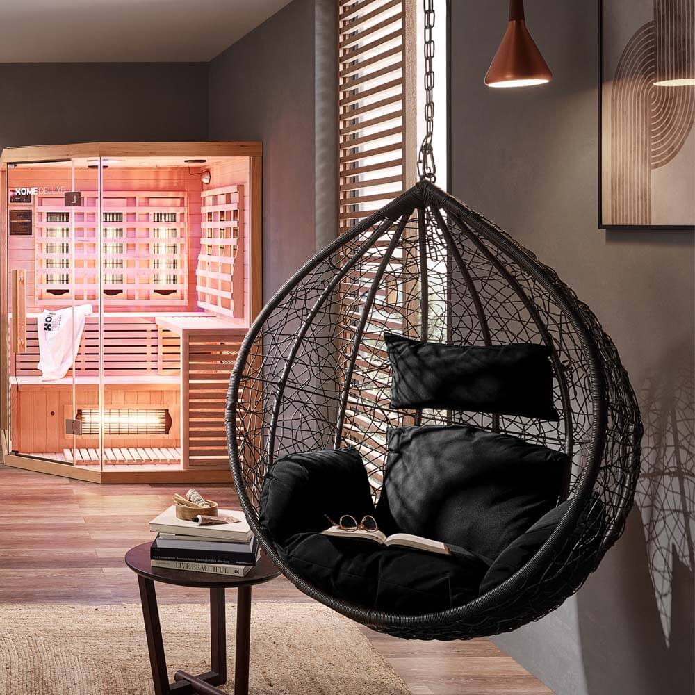 Home Deluxe Polyrattan Hängesessel CIELO - Schwarz nur Korb