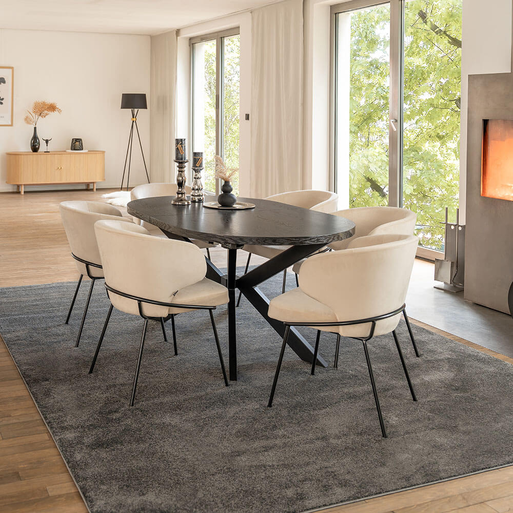 Home Deluxe Essgruppe Oval Ausziehbar AVENTI inkl. Sternfuß - 160 x 100 cm Dark Oak