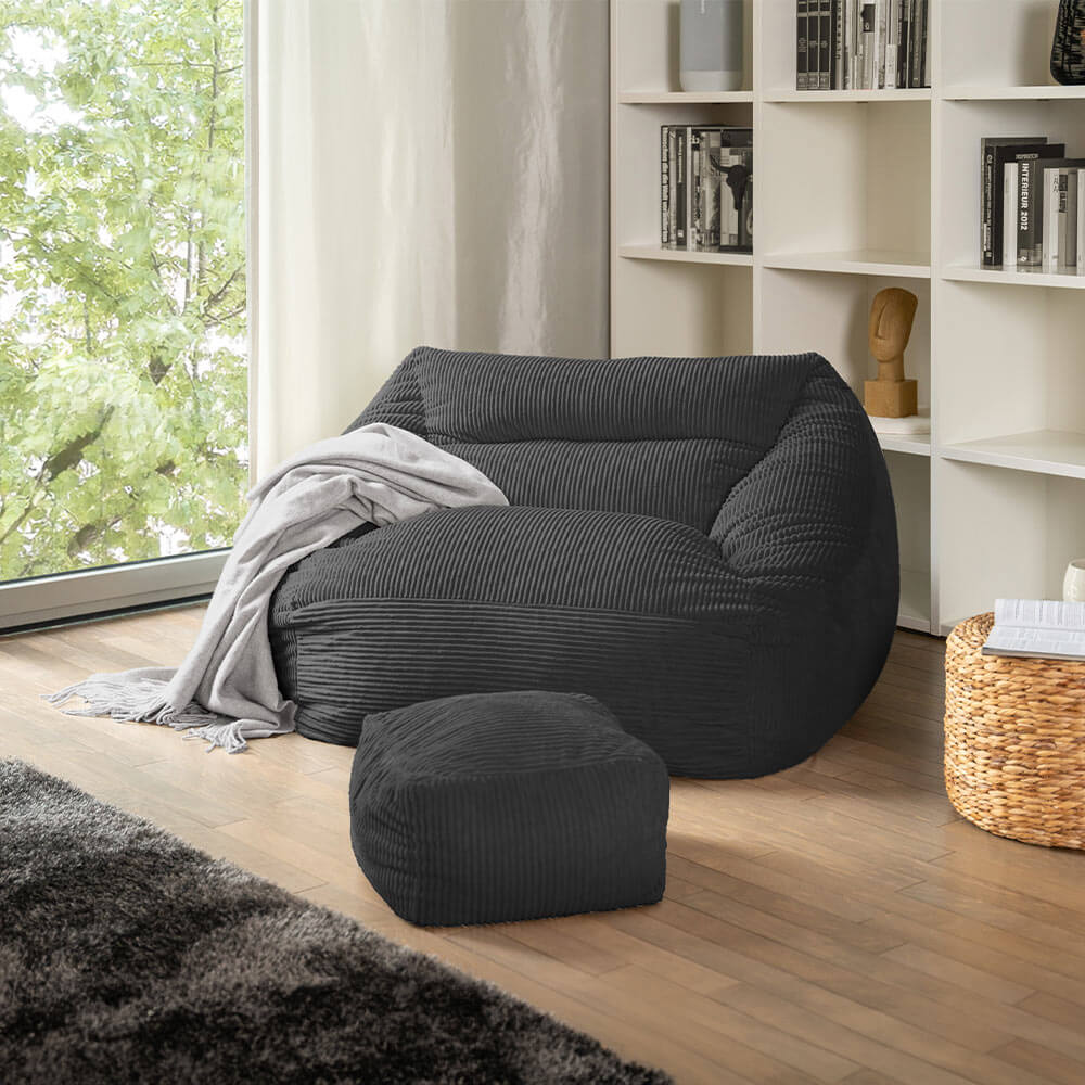 Home Deluxe Sitzsack mit Hocker COZY – Anthrazit