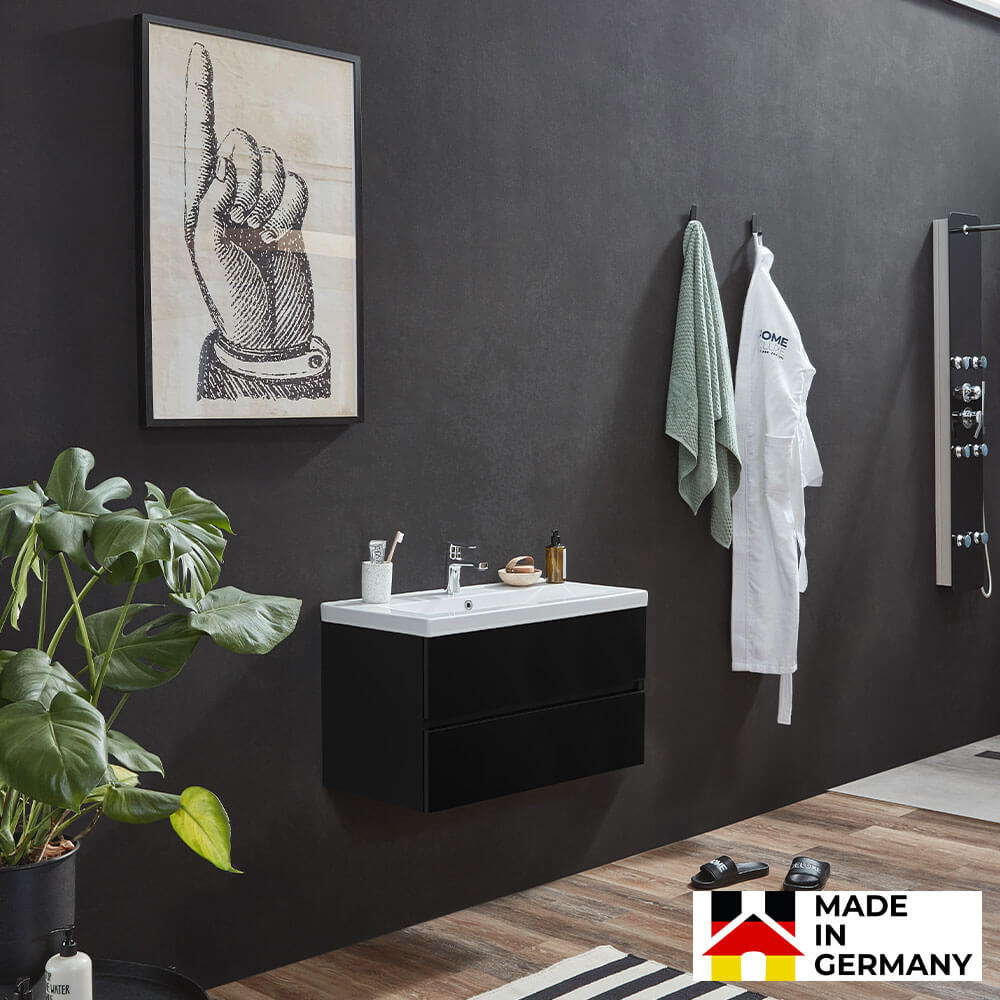 Home Deluxe Badmöbel WANGEROOGE BIG Deluxe – S Schwarz – Made in Germany