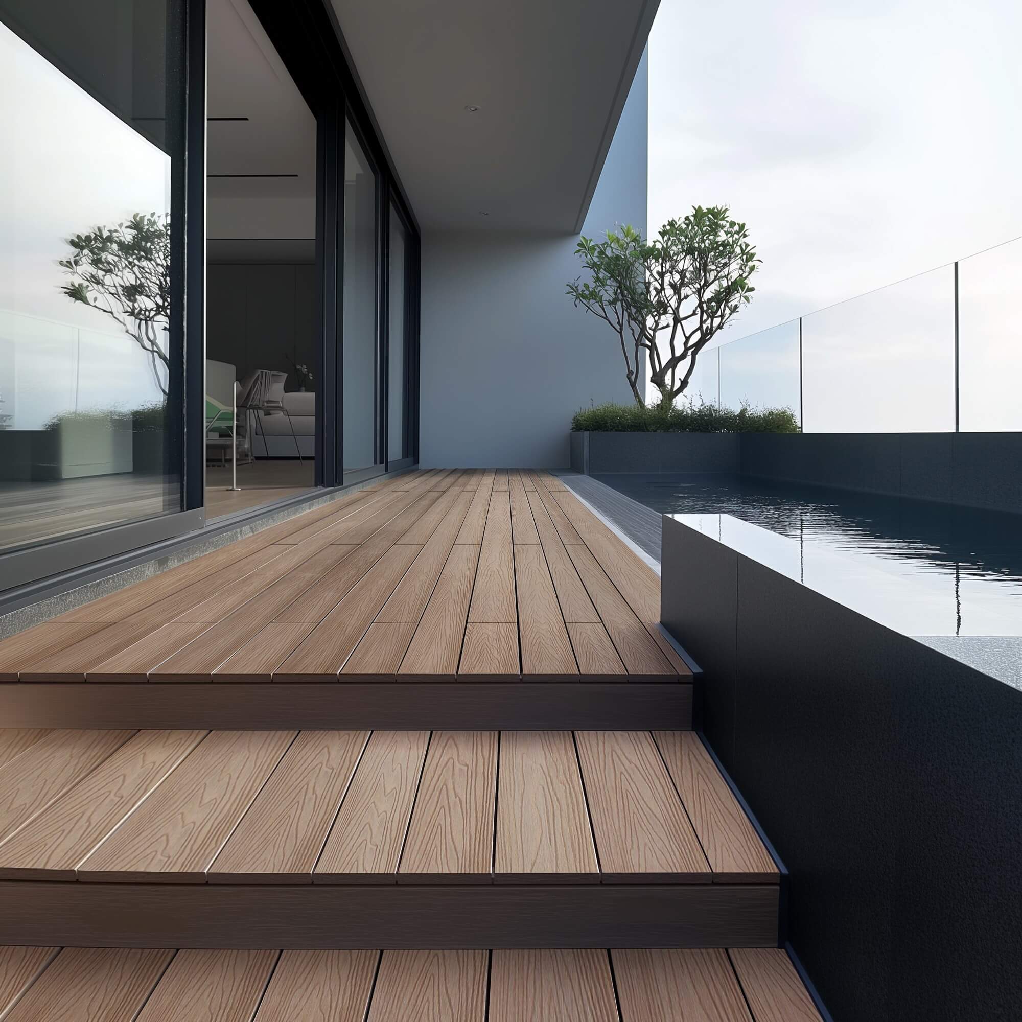 WPC Terrassendielen SAMANA PREMIUM Komplettset (inkl. Unterkonstruktion) - Teak 2m²