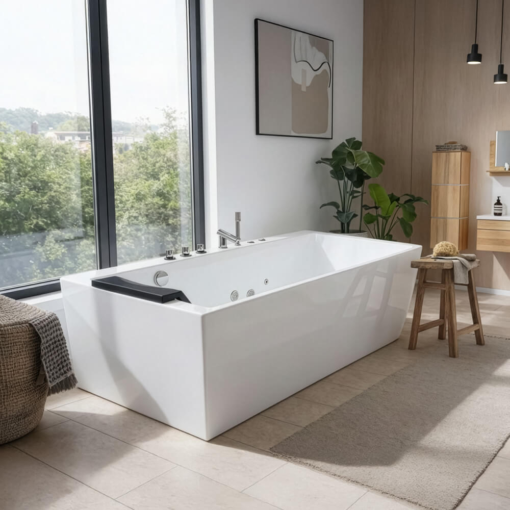 Whirlpool Badewanne mit ergonomischer Form BAKAL - Weiß
