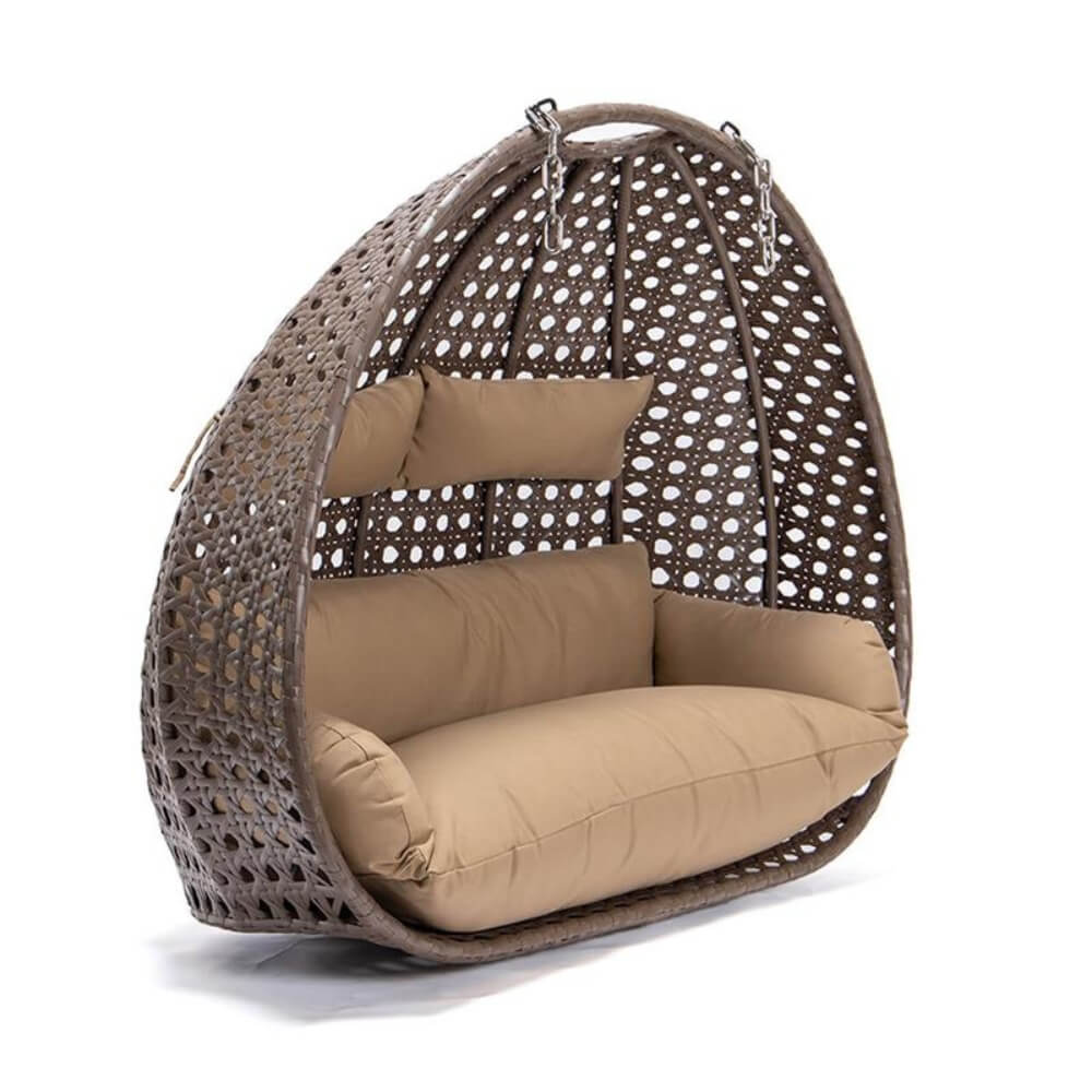 Home Deluxe Polyrattan Hängesessel TWIN - Braun nur Korb und Kissen