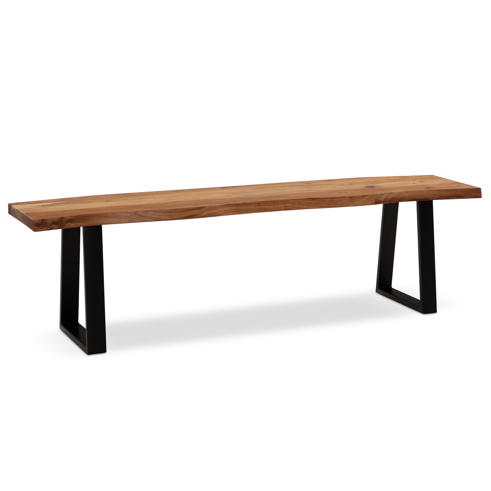 FineBuy Esszimmerbank Akazie Massivholz / Metall mit Baumkante, Esstischbank Holzbank Massiv ohne Lehne, Küchenbank Essbank Modern, Sitzbank Esszimmer