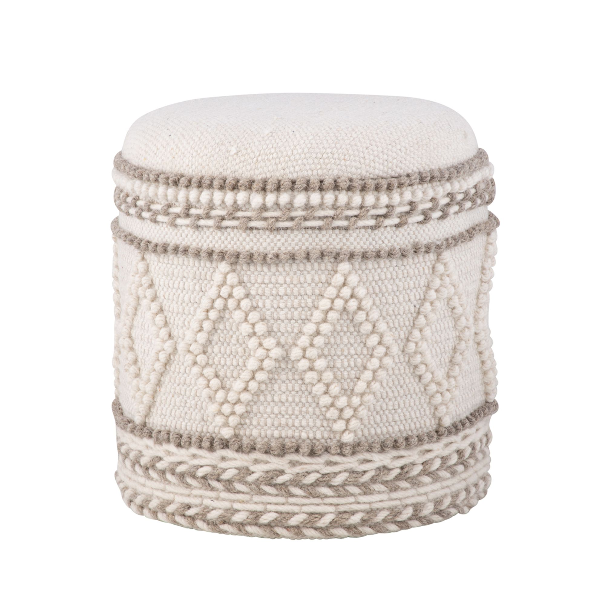 FineBuy Sitzhocker mit Stauraum – Ø 40 x H 45 cm – runder Aufbewahrungshocker aus Stoff mit Boho Design – gepolsterter Fußhocker, Beistellhocker, ideal für Wohnzimmer & Schlafzimmer