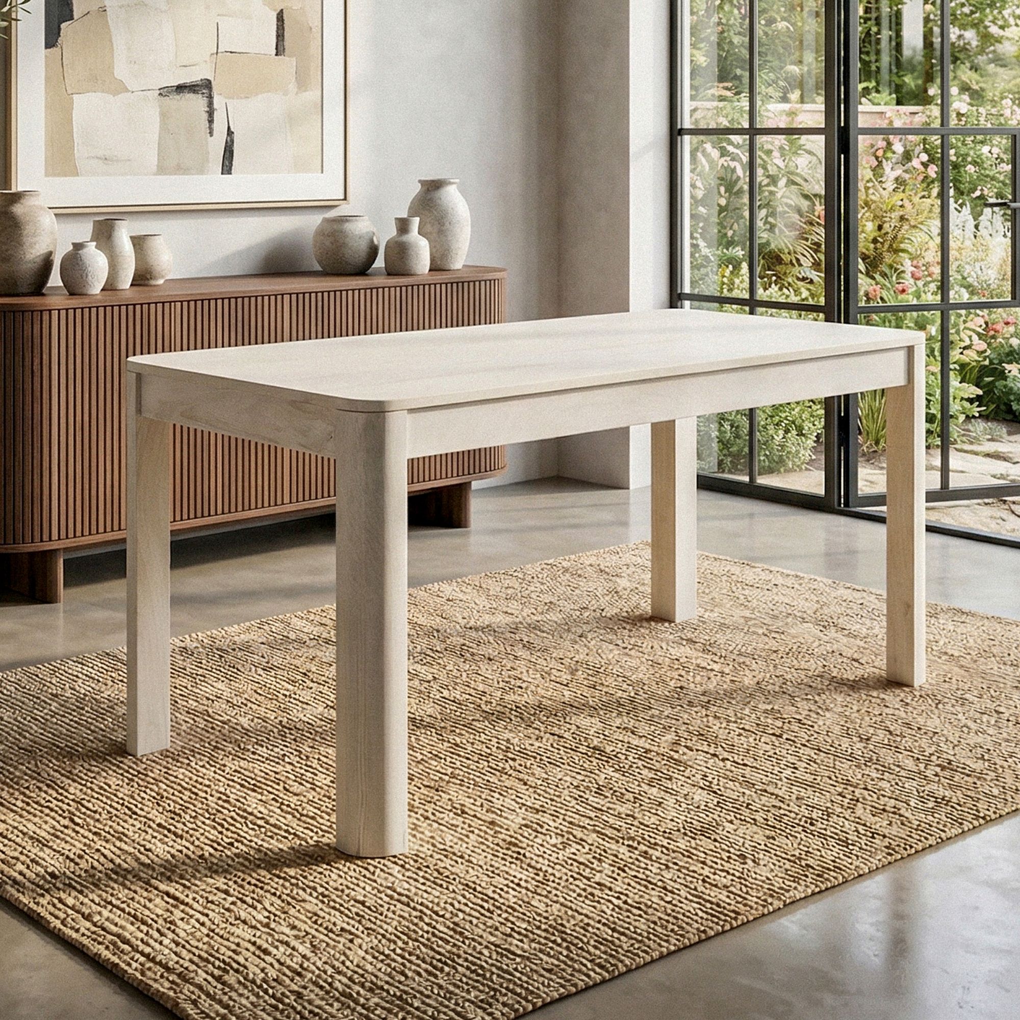 FineBuy Esstisch Massivholz Mango 120x60 cm White Wash - Rechteckiger Esszimmertisch Holz - Küchentisch modern für 4 bis 6 Personen - Stabiler Holztisch - Tisch für Esszimmer Bistrotisch Handmade