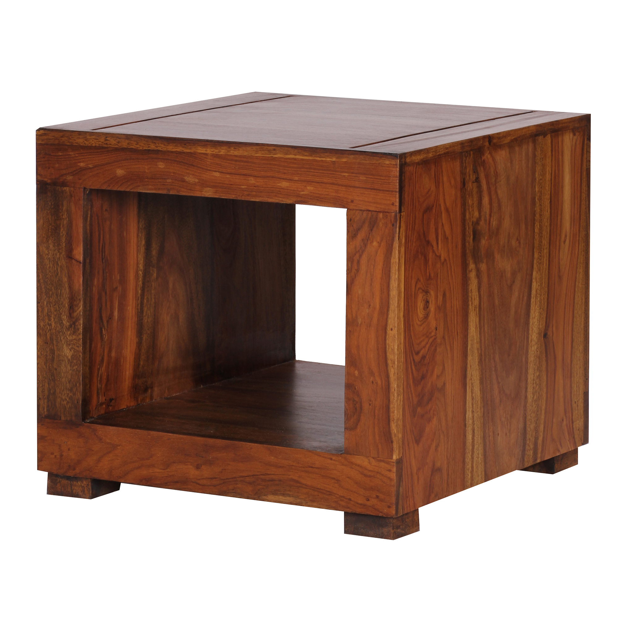 FineBuy Sheesham Massiv-Holz Couchtisch 50 x 50 cm Wohnzimmer-Tisch Design dunkel-braun Landhaus-Stil Beistelltisch Natur-Produkt Echtholz Unikat quadratisch Wohnzimmermöbel modern Massivholzmöbel