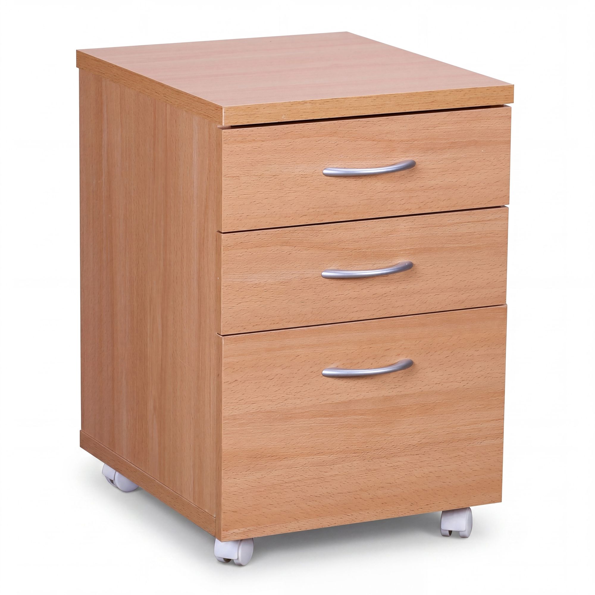 FineBuy Rollcontainer OTTAWA 40 x 60 x 45 cm Unterschrank mit Rollen Buche, Rollwagen mit Schubladen, Roll-Schrank Büro, Kosmetikwagen Make Up Wagen, Container unter Schreibtisch