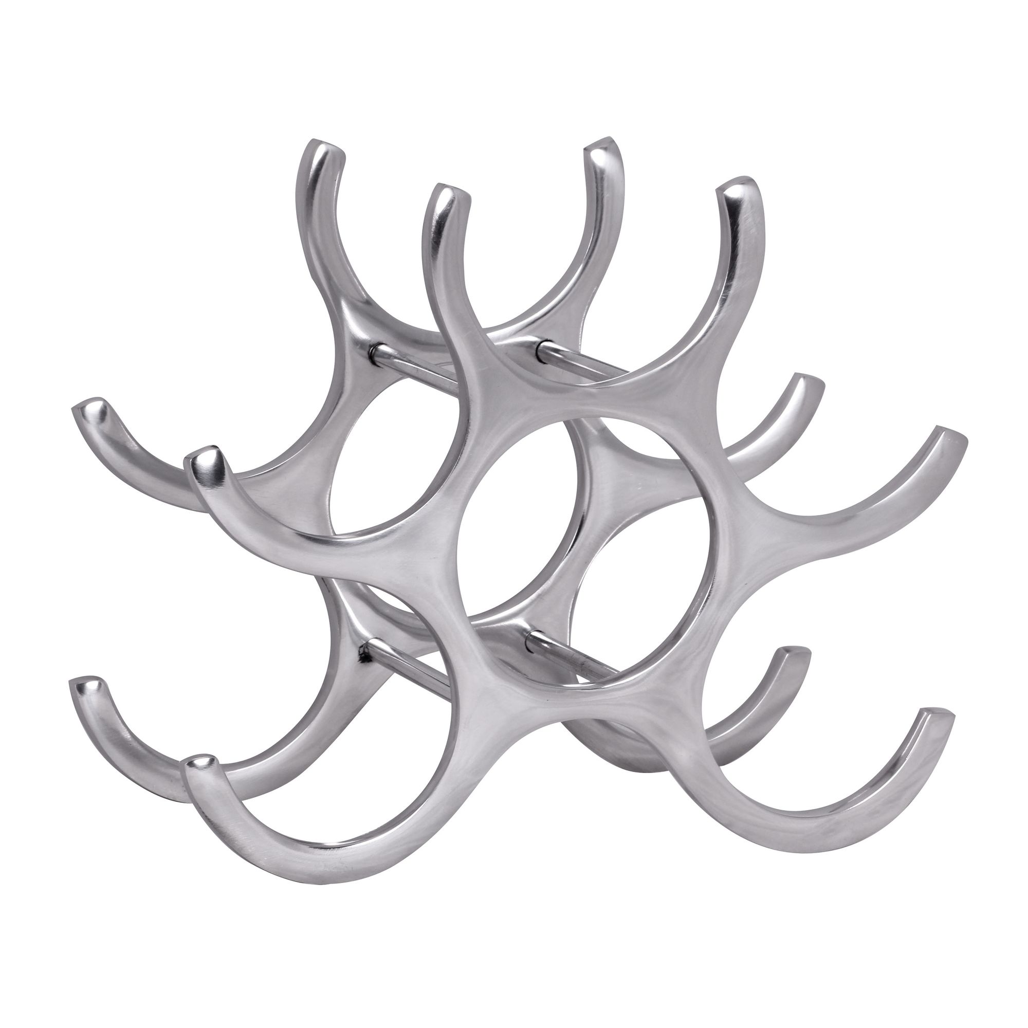 FineBuy Weinregal Design 24 cm für 6 Flaschen Aluminium Silber
