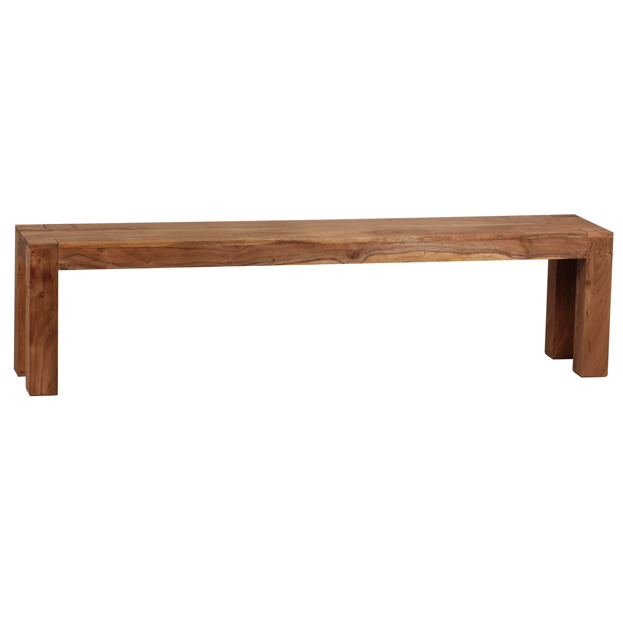 FineBuy Esszimmer Sitzbank Massiv-Holz Akazie 180 x 45 x 35 cm Holz-Bank Natur-Produkt Küchenbank im Landhaus-Stil