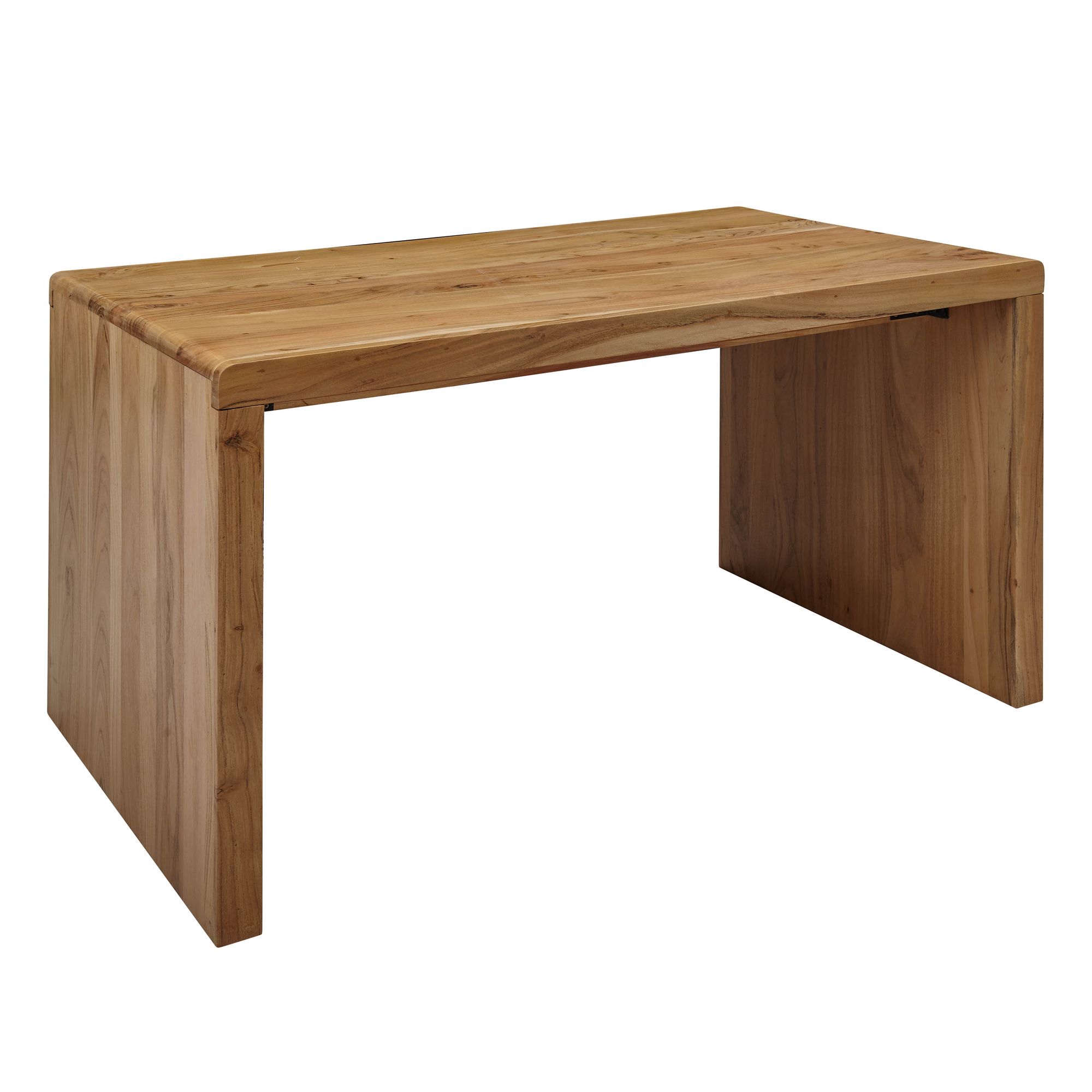 FineBuy Schreibtisch Massiv-Holz Akazie 160 cm Computertisch Echtholz Design Ablage Büro-Tisch Landhaus-Stil