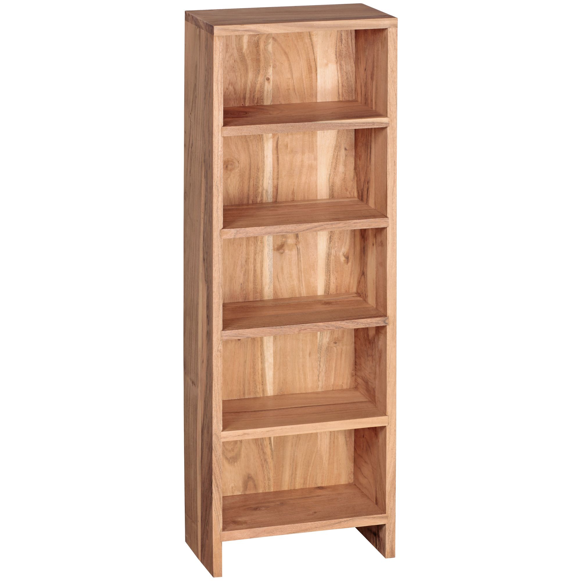 FineBuy CD Regal Massivholz Standregal 90 cm hoch CD-Aufbewahrung 5 Fächer Bücherregal Natur Landhaus-Stil
