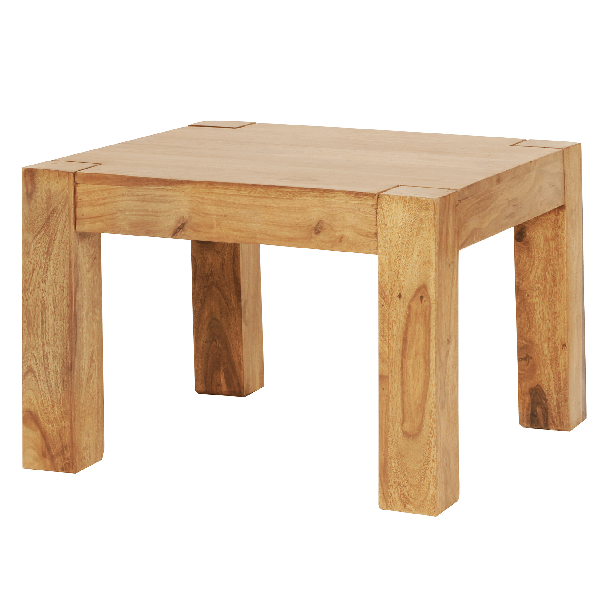 FineBuy Couchtisch Massivholz 60x60 cm · Quadratischer Wohnzimmertisch · Handgefertigt & Naturfarben · Beistelltisch aus Echtholz im modernen Design