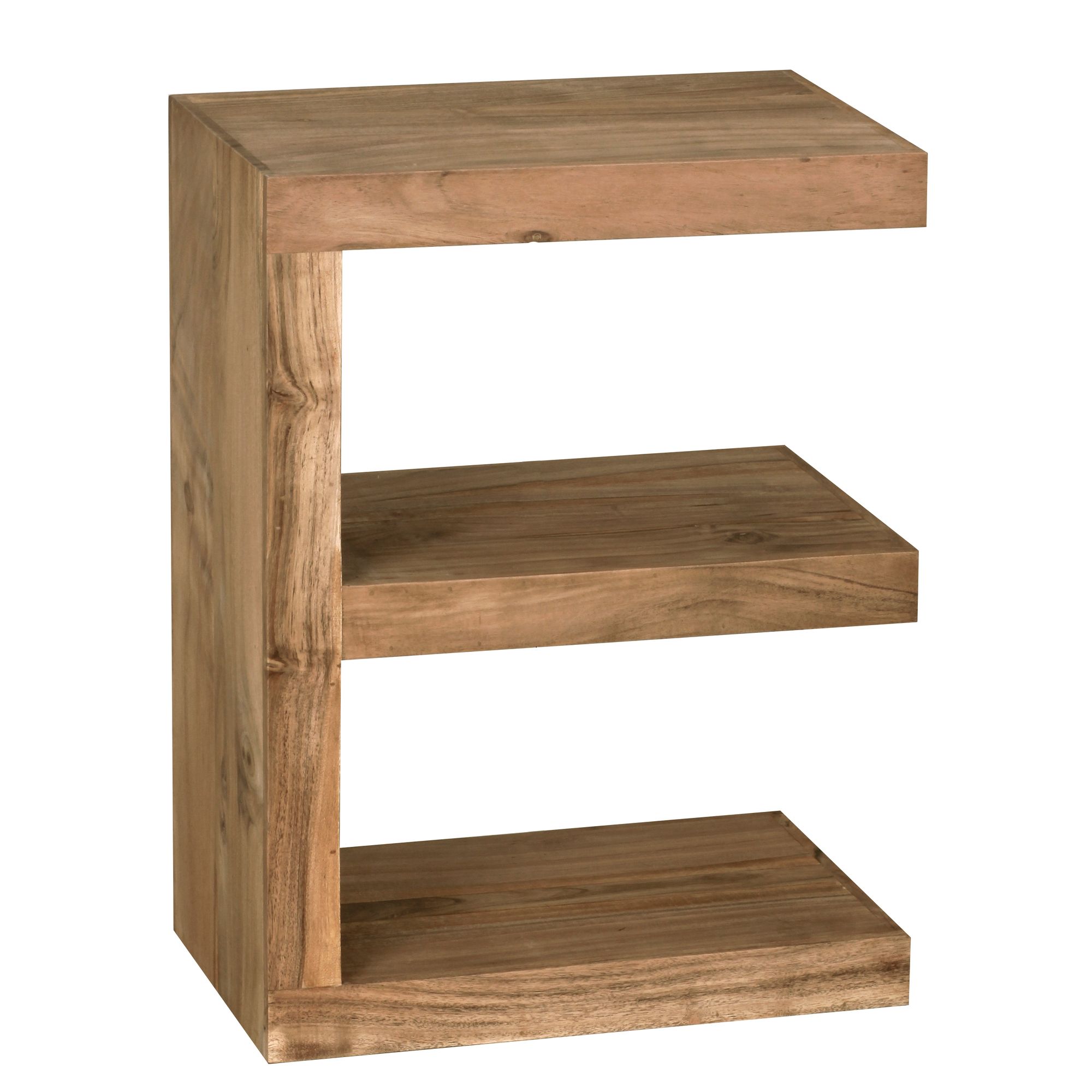FineBuy Beistelltisch Massivholz E Cube 60cm hoch Wohnzimmer-Tisch Design braun Landhaus Couchtisch Farbe wählbar