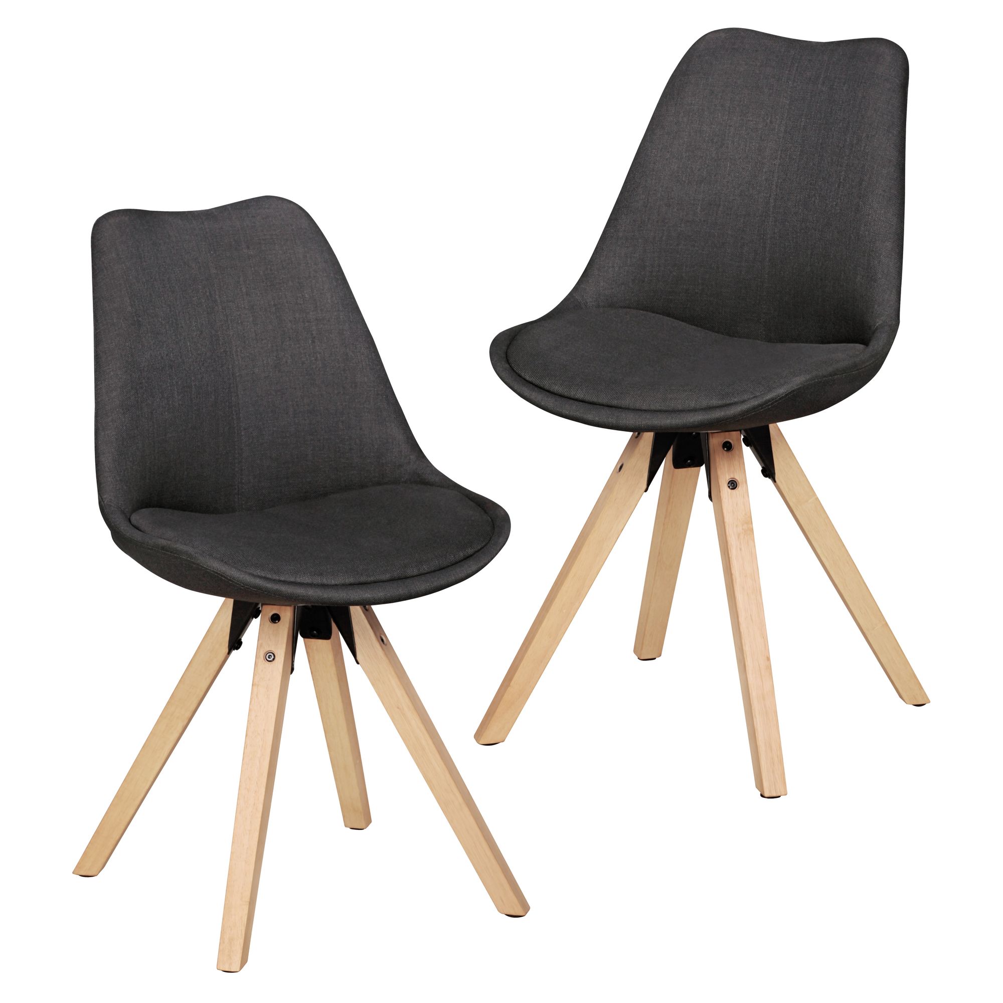 FineBuy Design Esszimmerstühle 2er Set SV43580 Skandinavische Stühle mit Holzbeinen, Retro Stuhlset Bunt, Küchenstühle mit Stoff, Lehnenstuhl Modern, Küchenstuhl Esszimmer