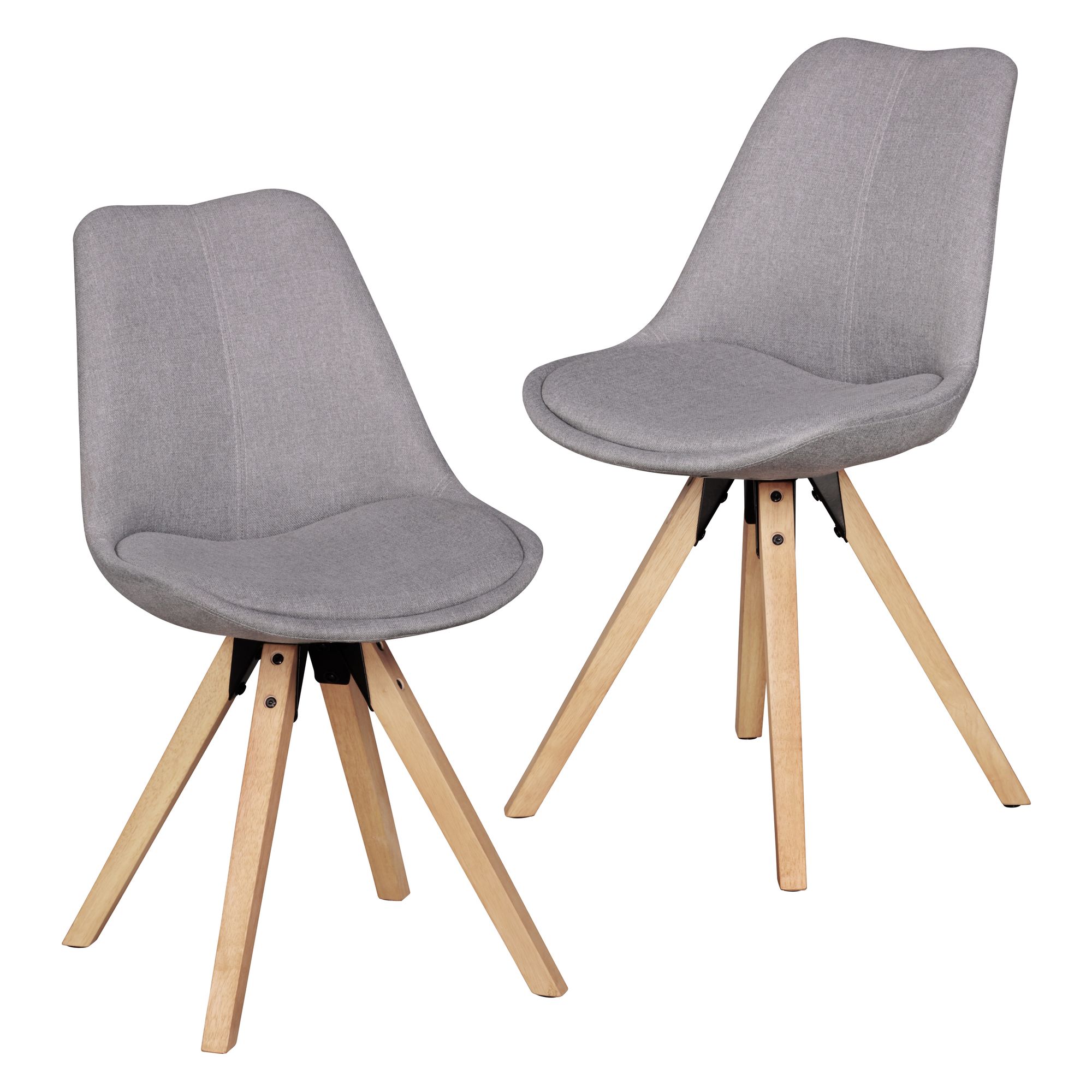 FineBuy Design Esszimmerstühle 2er Set SV43580 Skandinavische Stühle mit Holzbeinen, Retro Stuhlset Bunt, Küchenstühle mit Stoff, Lehnenstuhl Modern, Küchenstuhl Esszimmer