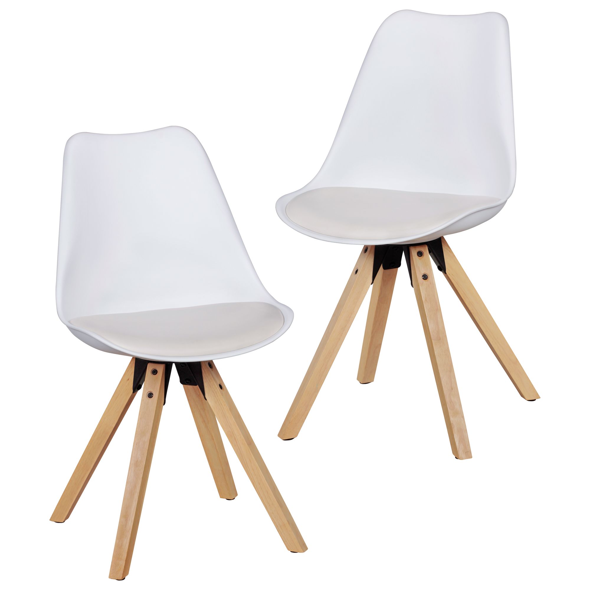 FineBuy Design Esszimmerstühle 2er Set SV43912 Skandinavische Stühle mit Holzbeinen, Retro Stuhlset Kunststoff, Küchenstühle mit Kunstleder, Lehnenstuhl Modern, Küchenstuhl Esszimmer