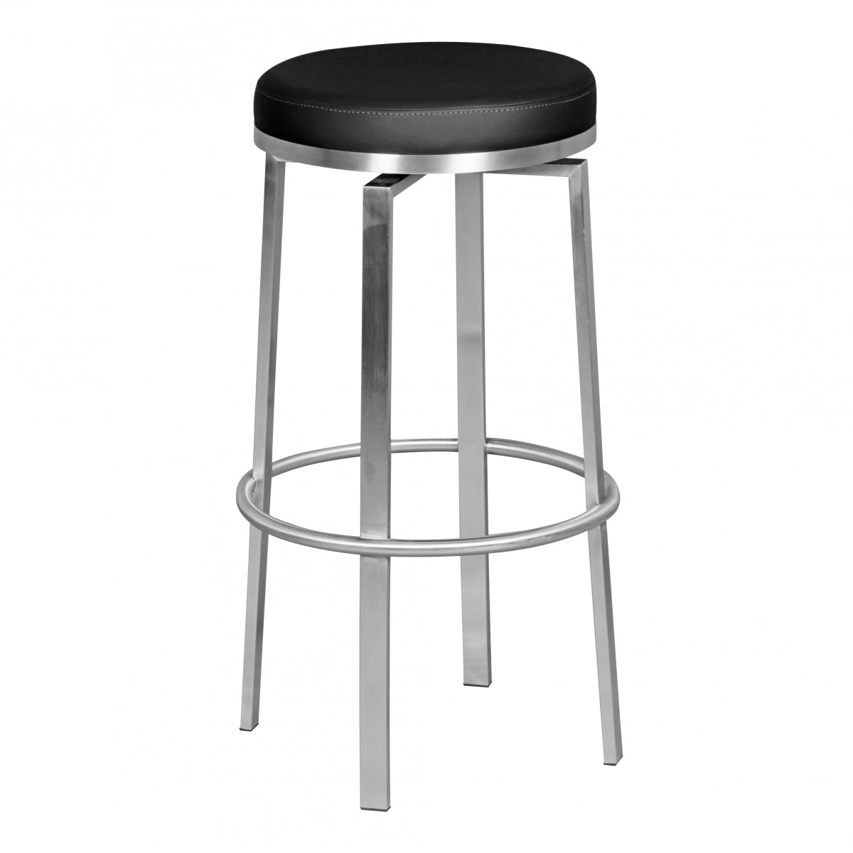 FineBuy Barhocker 42x76x42 cm Edelstahl Barstuhl 360° Drehbar, Thekenhocker Barsitz Gepolstert, Design Tresenstuhl Modern, Bistrohocker Hoch, Hoher Hocker für Bar