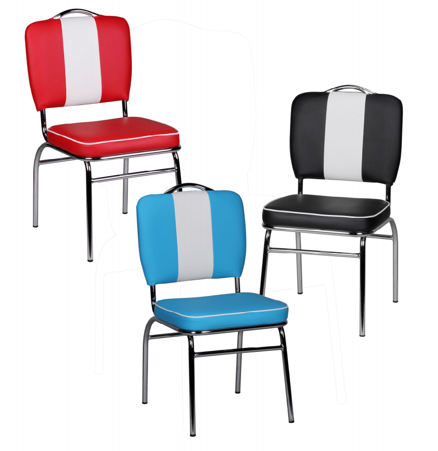 FineBuy 4er Set Esszimmerstühle American Diner 50er Jahre Retro Stühle, Sitzfläche mit Rückenlehne, Sitzhöhe 47 cm