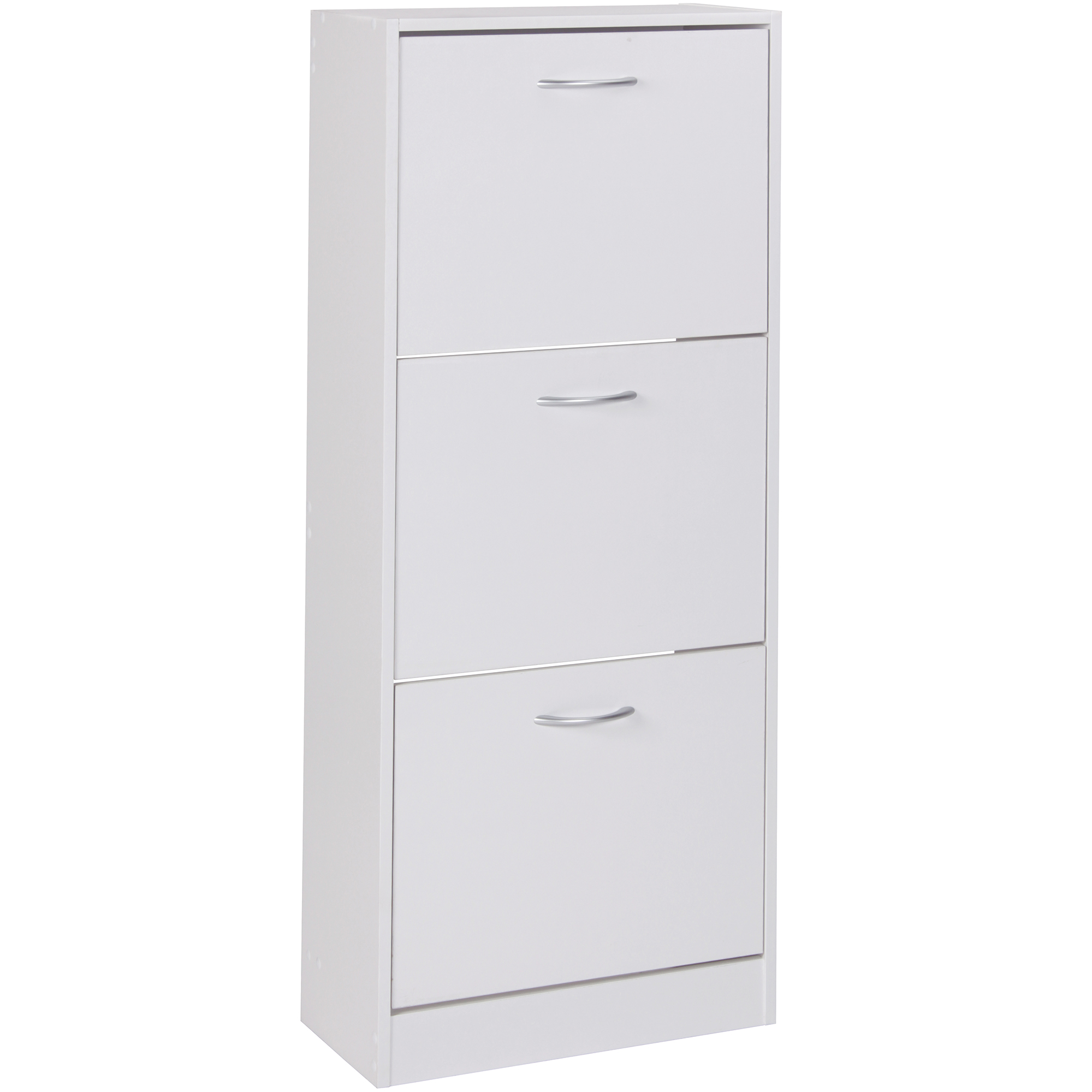 FineBuy Schuhkipper mit 3 Fächern für 18 Paar Schuhe, Moderner Schuhschrank in Weiß, Schuhkommode 50 x 24 x 125 cm