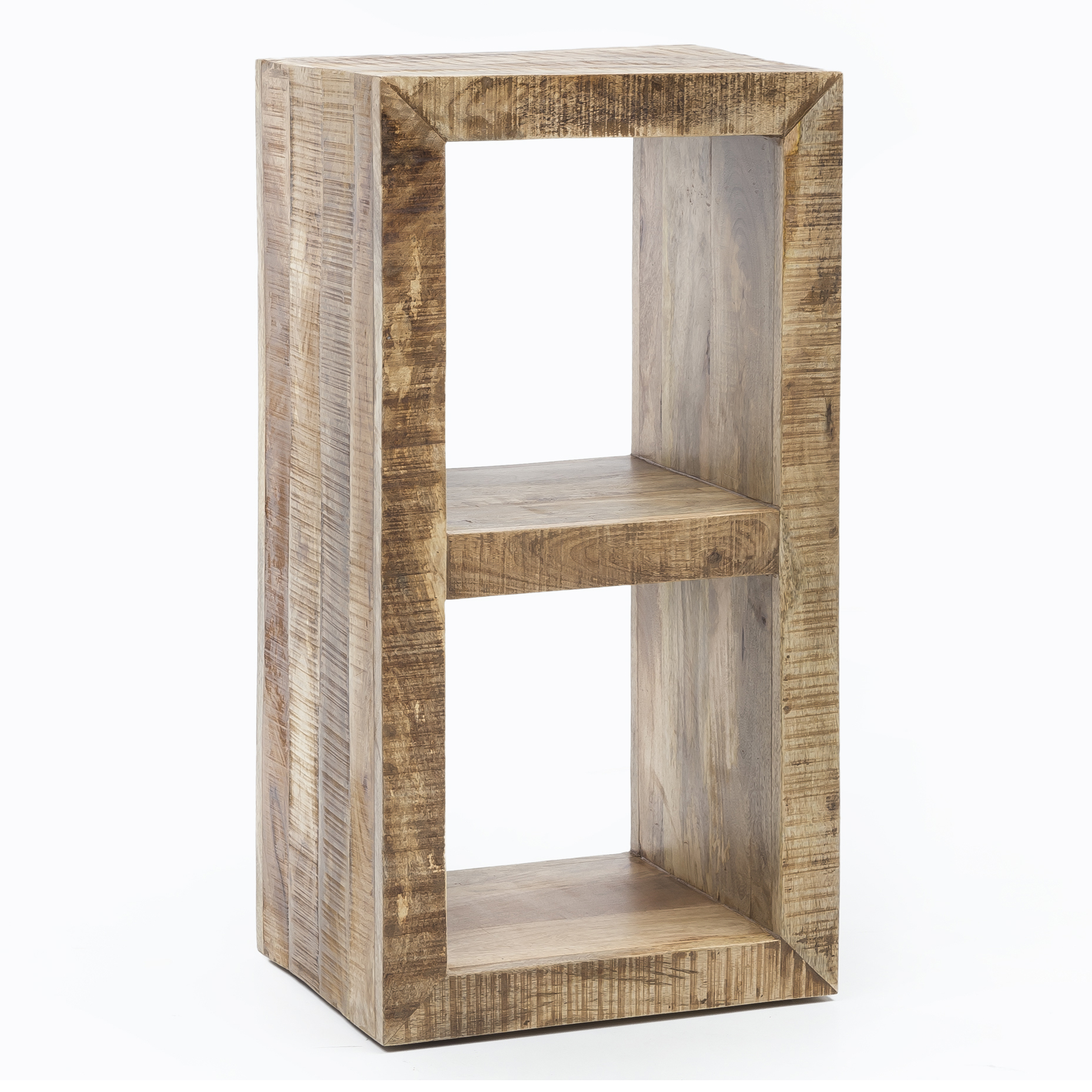 FineBuy Kleines Standregal 45 x 35 x 90 cm Abstellregal Mango Massiv-Holz, Ablagetisch Telefontisch Diele Flur Gang Klein, Steh-Regal Bodenregal Natur Schlafzimmer Standregal Küche Wohnzimmer