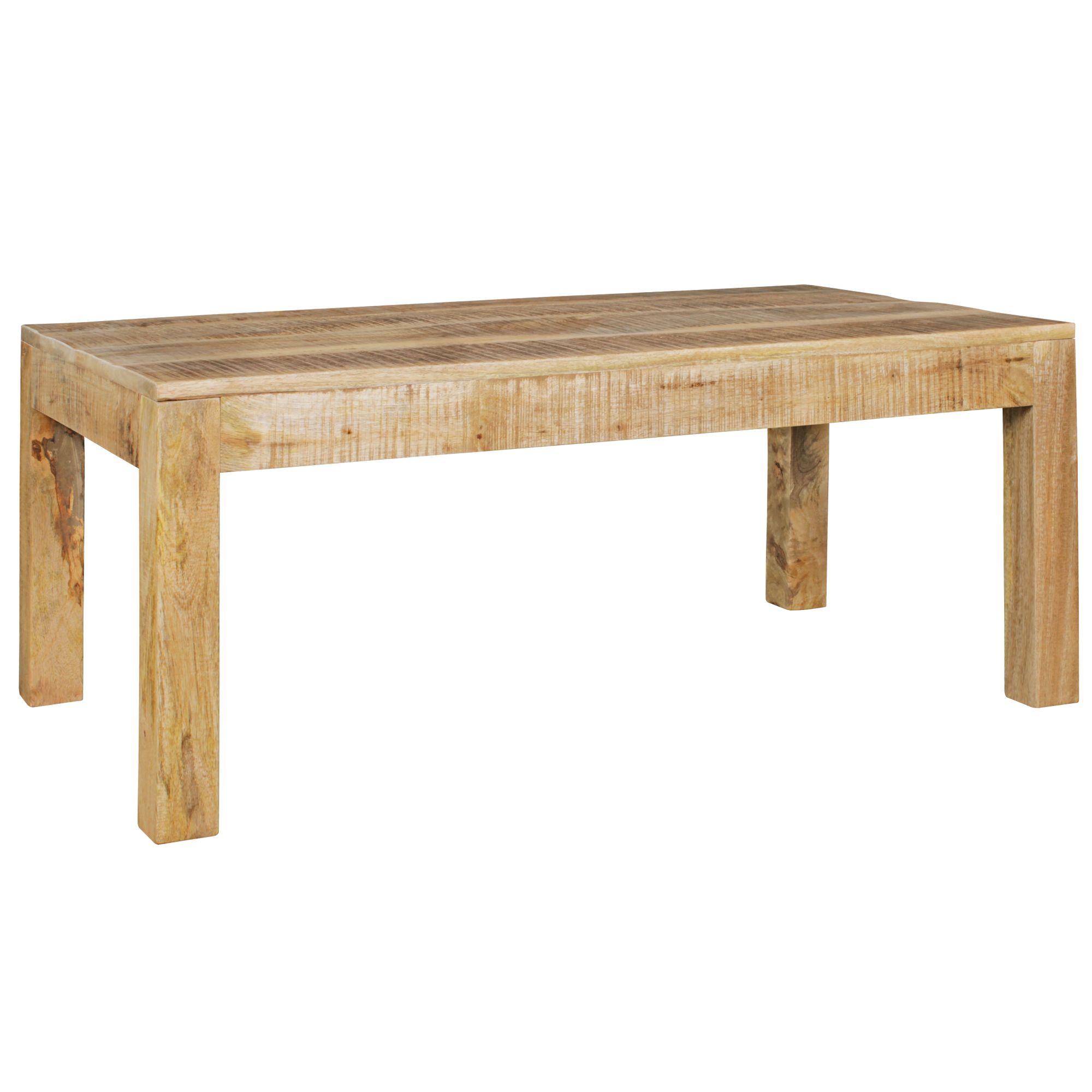 FineBuy Couchtisch Mango Massivholz 110cm · rechteckiger Wohnzimmertisch im Landhausstil · heller Massivholztisch mit markanter Holzmaserung & stabilem Design