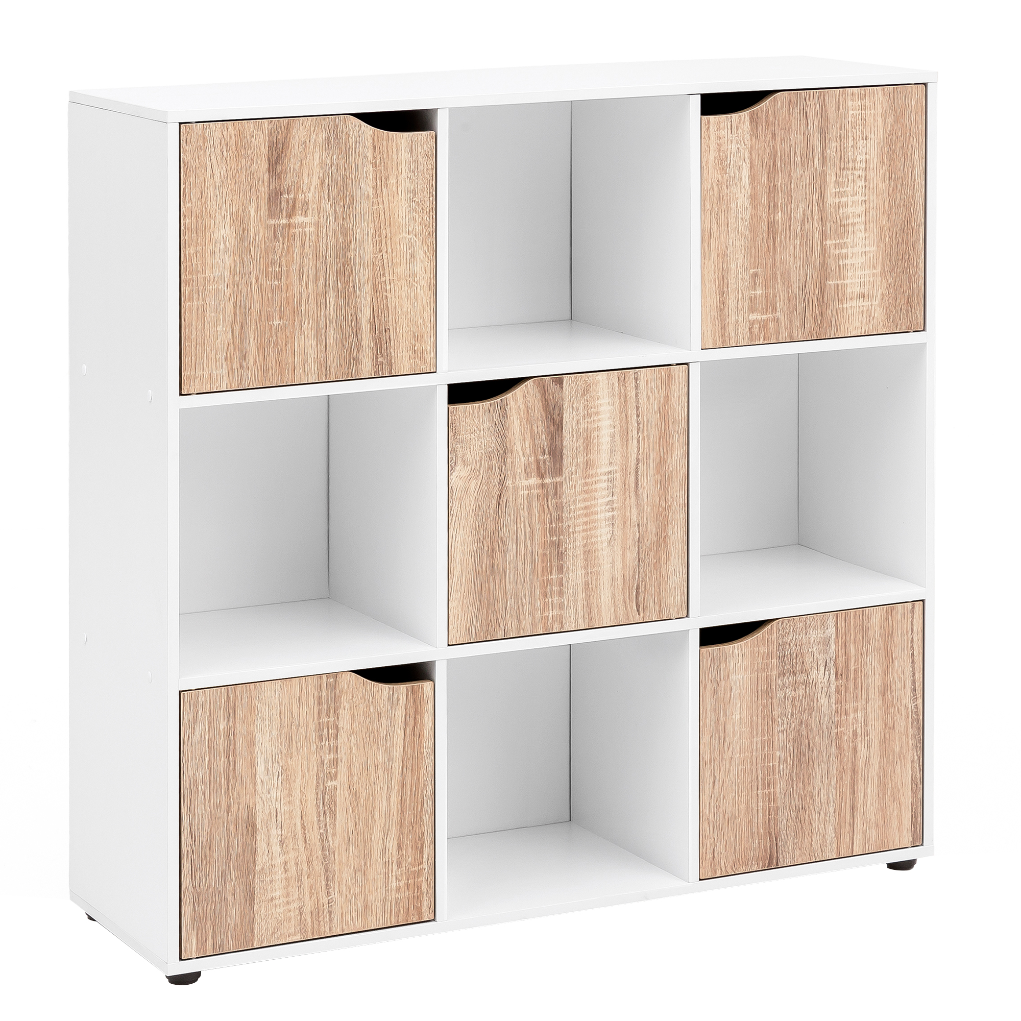 FineBuy Standregal MASSA 89 x 91 x 29 cm Bücherregal mit 9 Fächern Sonoma, Sideboard mit 5 Türen, Modernes Würfelregal Raumteiler, Flurschrank offen, Cuberegal Kommode Wohnregal