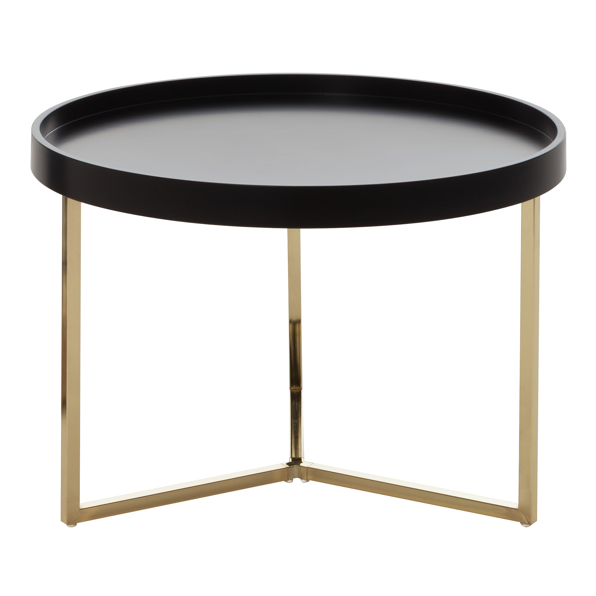 FineBuy Couchtisch 58,5x42x58,5cm Sofatisch Metall Rund, Designer Retro Wohnzimmertisch modern, Kleiner Loungetisch mit Metallgestell, Runder Tabletttisch mit Holz-Platte