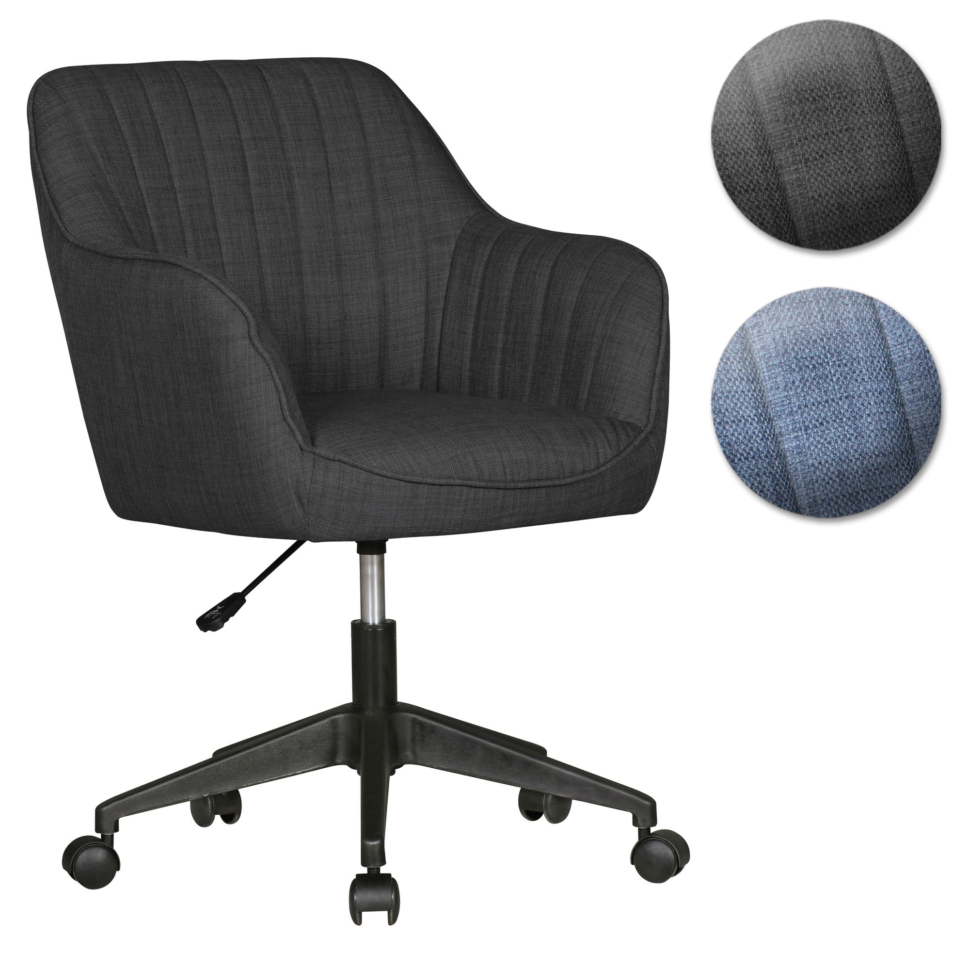 FineBuy Schreibtischstuhl MIAMI Stoff Design Drehstuhl mit Lehne 120 kg, Retro Bürostuhl Drehsessel mit Rollen, Designer Schalenstuhl bequem, PC Stuhl Schreibtischsessel Büro, Bürosessel