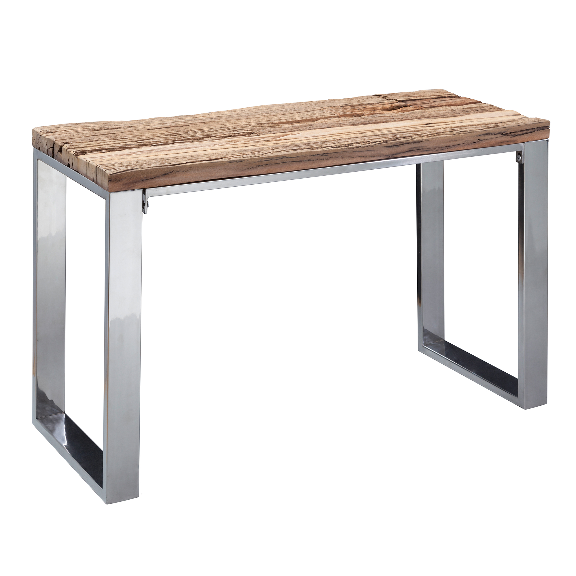 FineBuy Konsolentisch 115x76x46 cm Massiv-Holz Natur, Konsole rustikal Wohnzimmer, Anrichte Flur Diele Gang Schmal, Schminktisch Industrial Style, Echtholz Frisiertisch Schlafzimmer Hoch