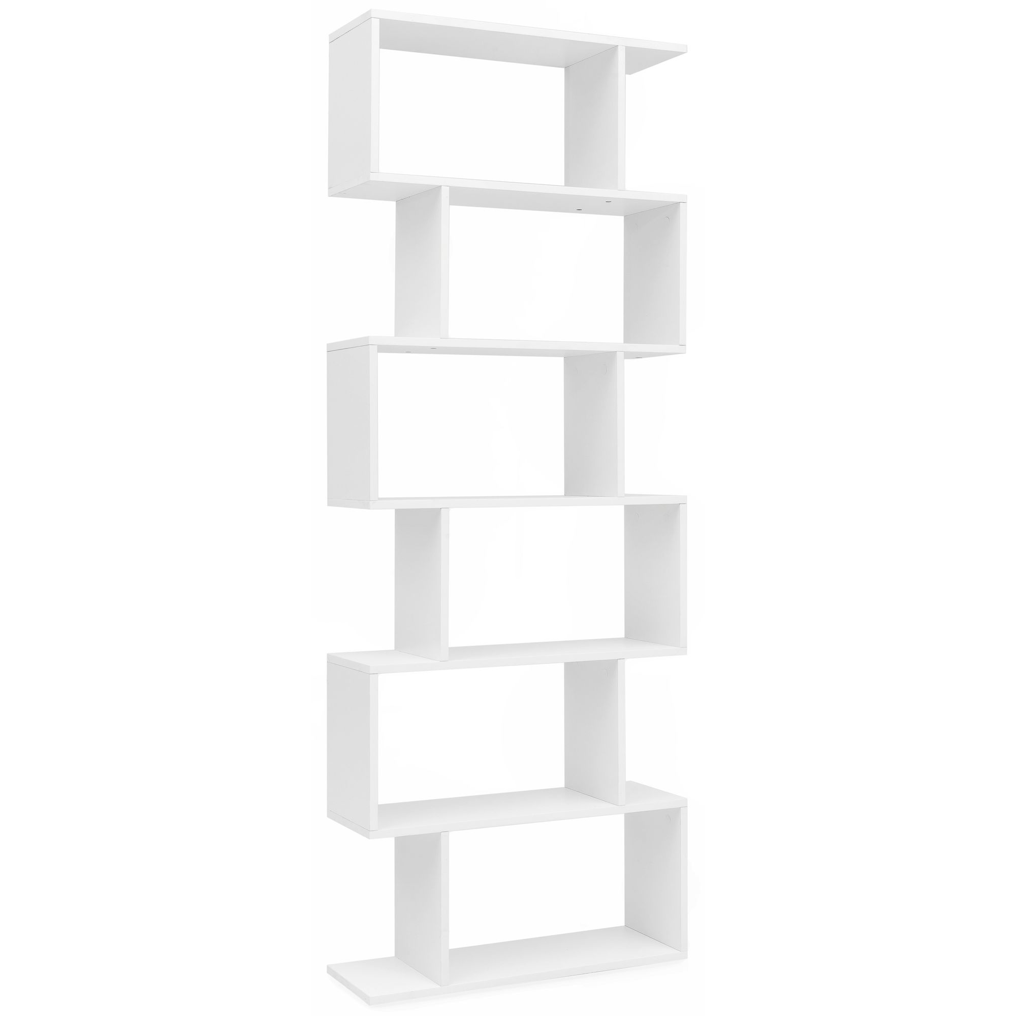 FineBuy Bücherregal FB51366 70 x 23,5 x 190,5 cm weiß, Standregal 6 Fächer, Kleine Design Kommode, Modernes Aktenregal Spanplatte freistehend, Aufbewahrungsregal offen