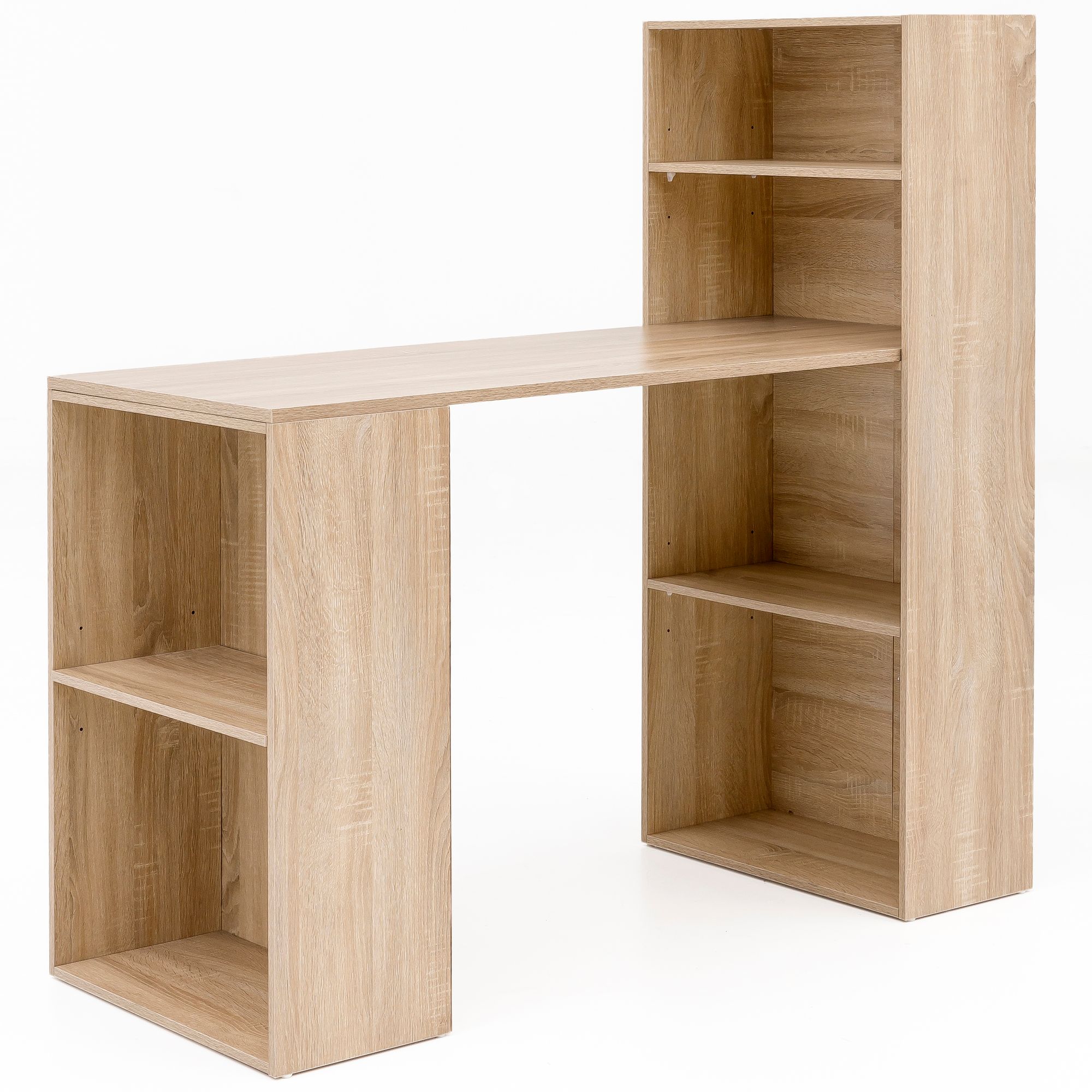 FineBuy Schreibtisch mit Regal 120x120x53 cm Holz Modern, Schreibtischregal Ablagefächer PC Tisch, Computertisch mit Ablage, Design Tisch Büro mit Aufbewahrung