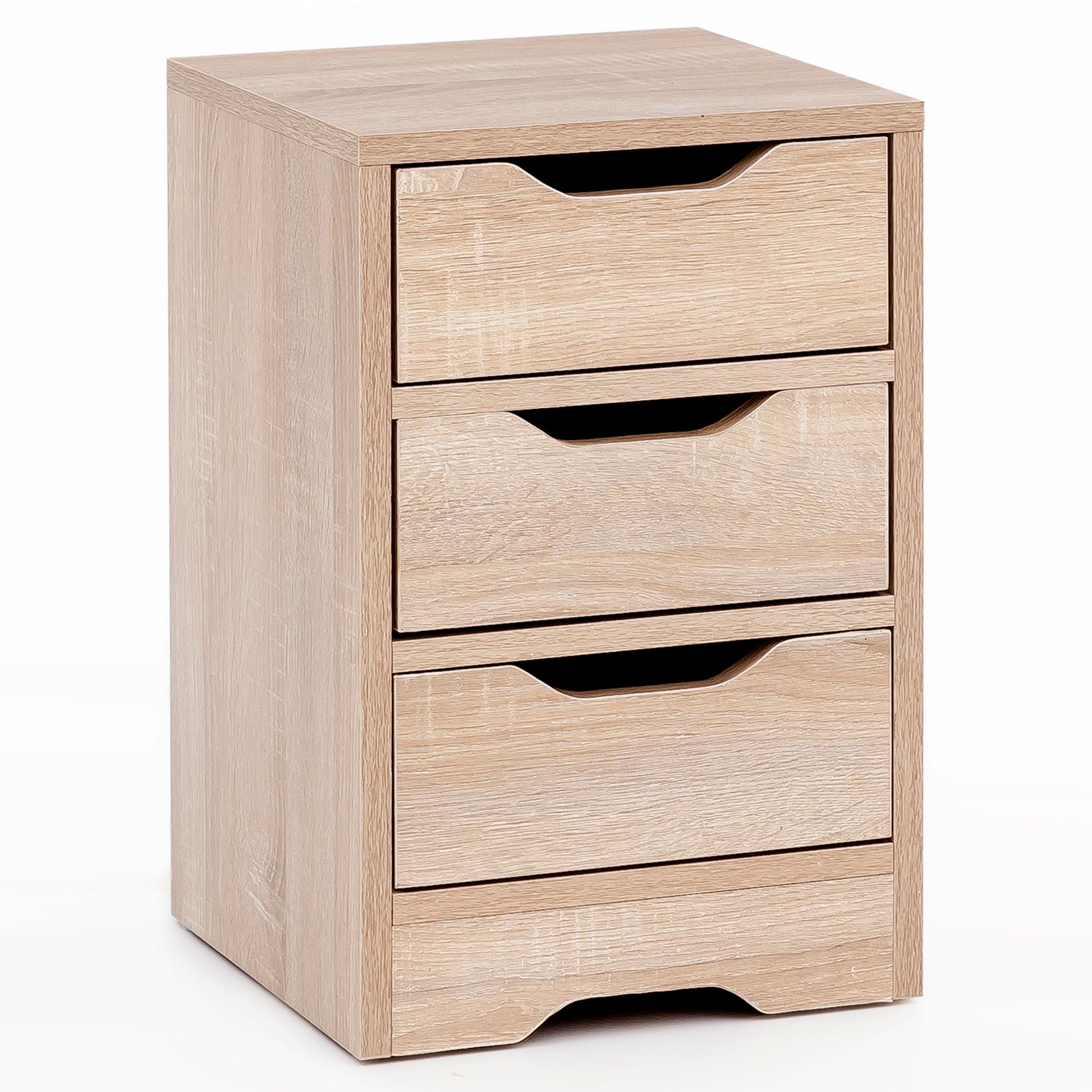 FineBuy Nachtkonsole 31x49x31 cm Matt mit 3 Schubladen, Nachtkommode mit Stauraum, Nachttisch Schlicht Modern, Nachtschränkchen Klein, Bettkommode Schlafzimmer