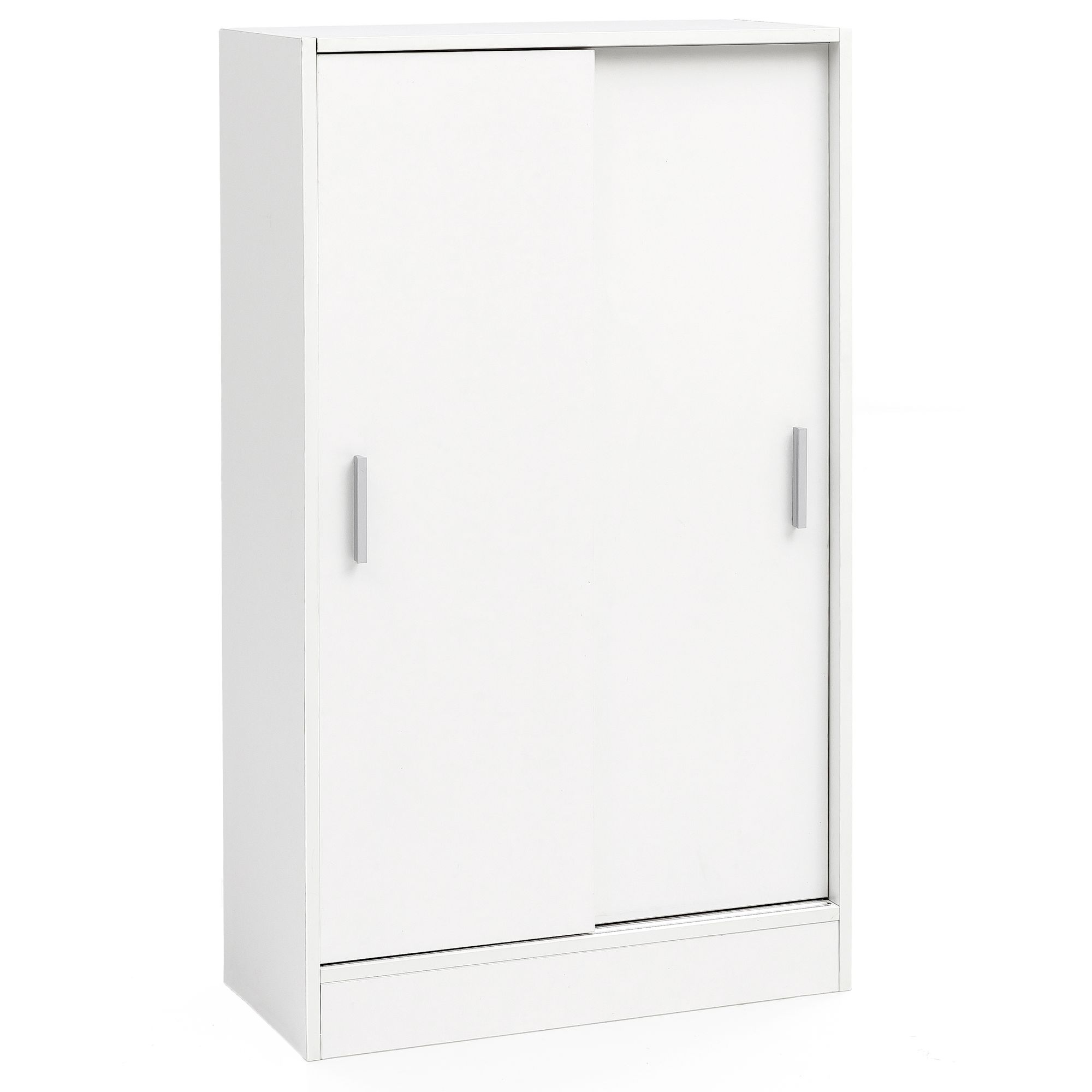FineBuy Kommode Weiß 60 cm Breit mit 2 Schiebetüren für Büro Akten, Schiebetürenschrank, Aktenschrank, Sideboard, Kleiderschrank