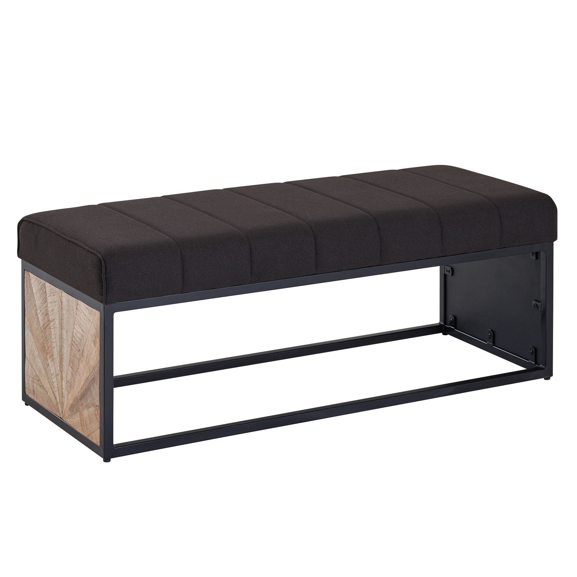 FineBuy Sitzbank Stoff Schwarz 105x40x40 cm Flur Polsterbank mit Metallgestell, Design Bettbank Schlafzimmer, Flurbank Garderobenbank